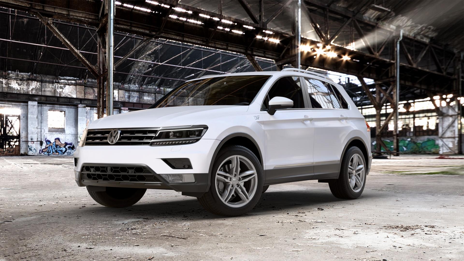 2DRV WH11 Daytona Grau lackiert Felge mit Reifen in 18Zoll Winterfelge Alufelge auf weissem Volkswagen (VW) Tiguan II Typ 5N 2,0l TSI 4Motion 132kW (179 PS) TDI 110kW (150 1,4l 92kW (125 85kW (116 1,5l 96kW (131 1,6l ⬇️ mit 15mm Tieferlegung ⬇️ Old Industrial Hall_max_5300mm_2024 Frontansicht_1