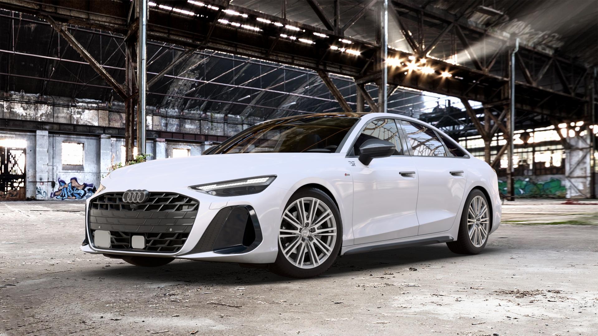 2DRV WH18 Daytona Grau Hochglanzpoliert Felge mit Reifen silber mehrfarbig in 19Zoll Winterfelge Alufelge auf weissem Audi A6 Typ F2/C9 (Limousine) 2,0l TDI 150kW Mild-Hybrid (204 PS) 120kW (163 Quattro TFSI 195kW (265 TSI 3,0l 210kW (286 180kW (245 270kW (367 250kW (340 E 185kW ⬇️ mit 15mm Tieferlegung ⬇️ Old Industrial Hall_max_5300mm_2024 Frontansicht_1