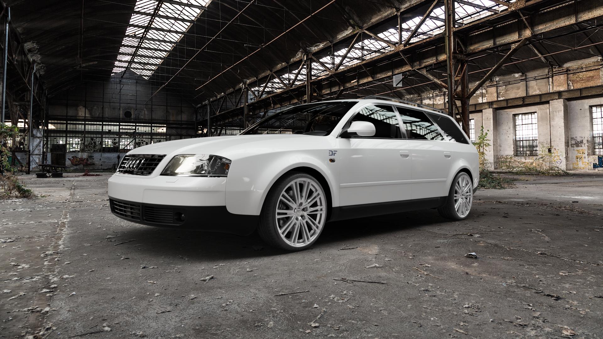 2DRV WH18 Race Silber lackiert Felge mit Reifen in 19Zoll Winterfelge Alufelge auf weissem Audi A6 Typ 4B/C5 (Avant) ⬇️ mit 15mm Tieferlegung ⬇️ Old Industrial Hall_max5000mm_2022 Frontansicht_1