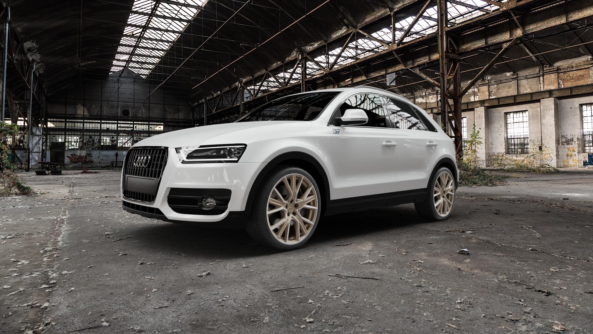 2DRV WH34 Bronze matt Hochglanzpoliert Felge mit Reifen in 20Zoll Winterfelge Alufelge auf weissem Audi Q3 I Typ 8U ⬇️ mit 15mm Tieferlegung ⬇️ Old Industrial Hall_max5000mm_2022 Frontansicht_1
