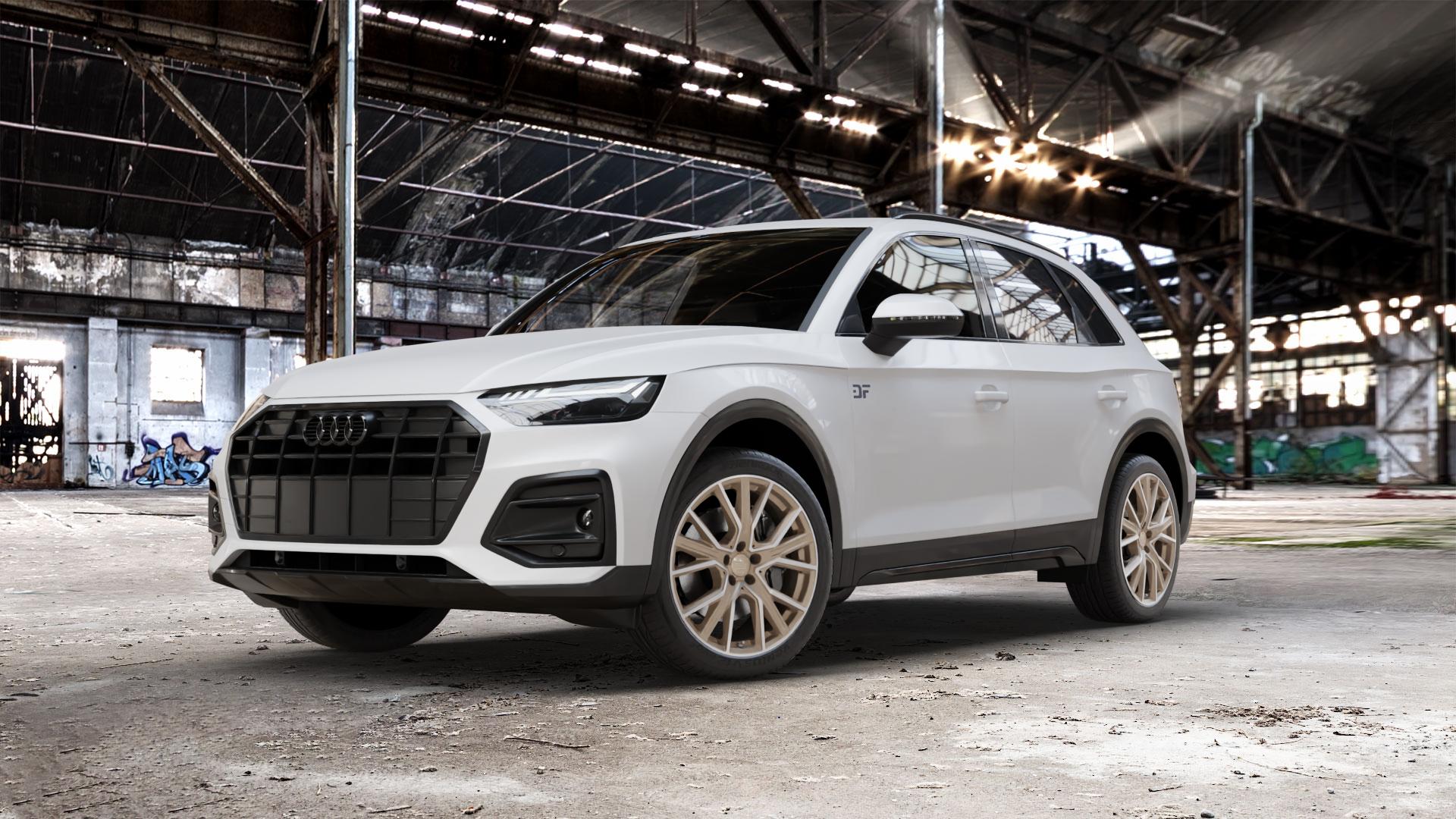 2DRV WH34 Bronze matt Hochglanzpoliert Felge mit Reifen in 20Zoll Winterfelge Alufelge auf weissem Audi Q5 II Typ FY Facelift ⬇️ mit 15mm Tieferlegung ⬇️ Old Industrial Hall_max_5300mm_2024 Frontansicht_1