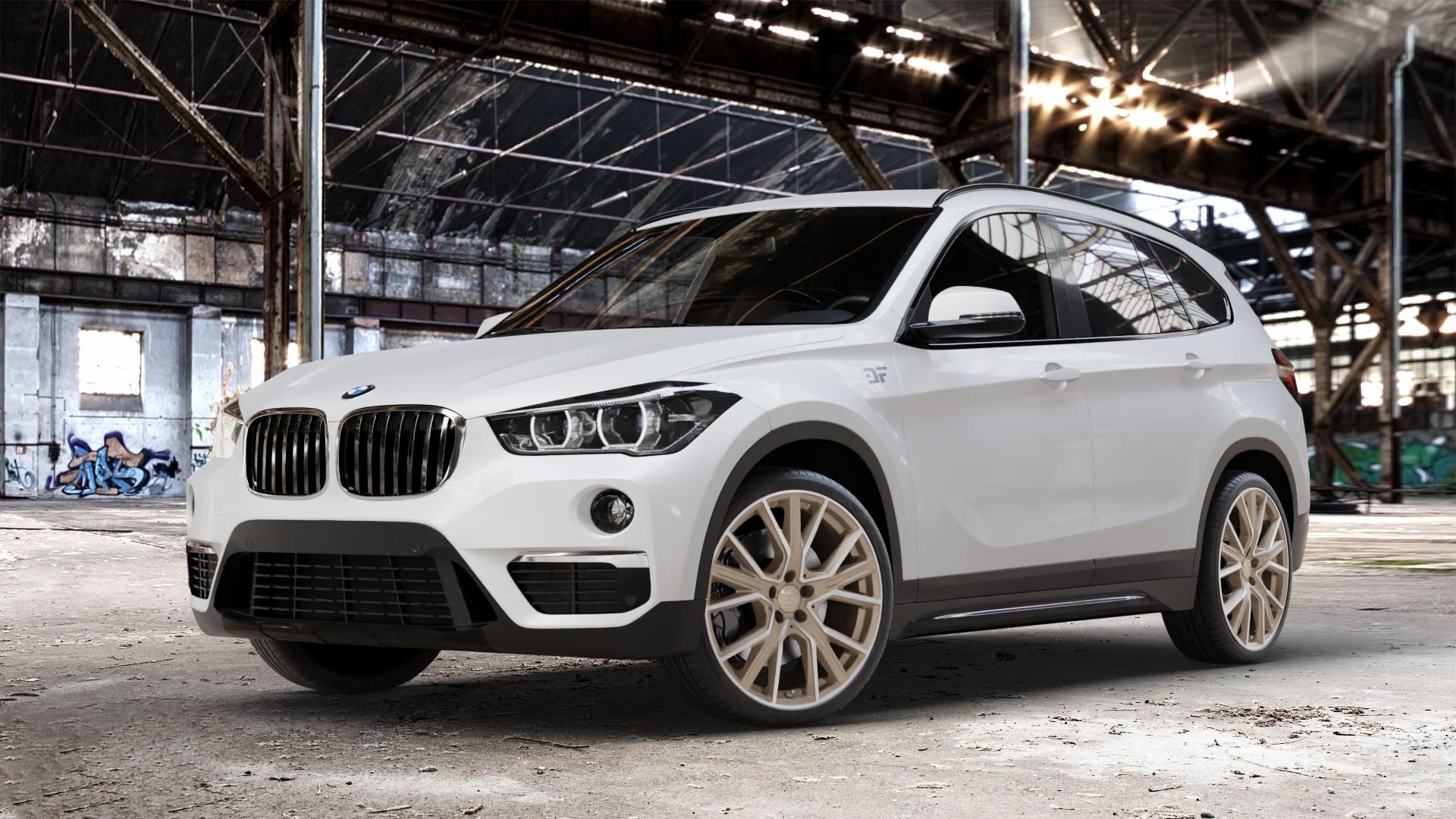 2DRV WH34 Bronze matt Hochglanzpoliert Felge mit Reifen in 20Zoll Winterfelge Alufelge auf weissem BMW X1 Typ F48 (UKL-L) (F1X) ⬇️ mit 15mm Tieferlegung ⬇️ Old Industrial Hall_max_4400mm_2024 Frontansicht_1