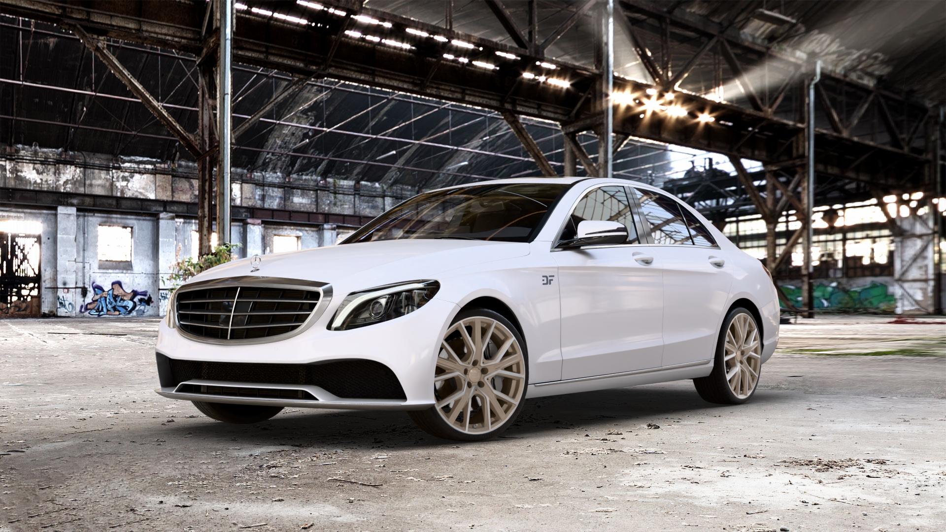 2DRV WH34 Bronze matt Hochglanzpoliert Felge mit Reifen in 20Zoll Winterfelge Alufelge auf weissem Mercedes C-Klasse Typ W205 Limousine Facelift ⬇️ mit 15mm Tieferlegung ⬇️ Old Industrial Hall_max_5300mm_2024 Frontansicht_1