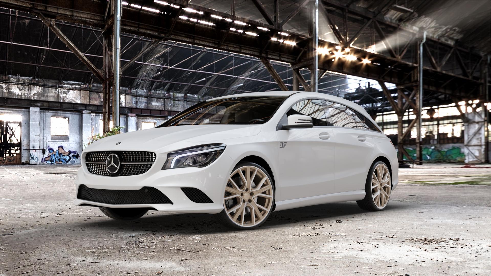 2DRV WH34 Bronze matt Hochglanzpoliert Felge mit Reifen in 20Zoll Winterfelge Alufelge auf weissem Mercedes CLA-Klasse I Shooting Brake Typ 245G ⬇️ mit 15mm Tieferlegung ⬇️ Old Industrial Hall_max_5300mm_2024 Frontansicht_1