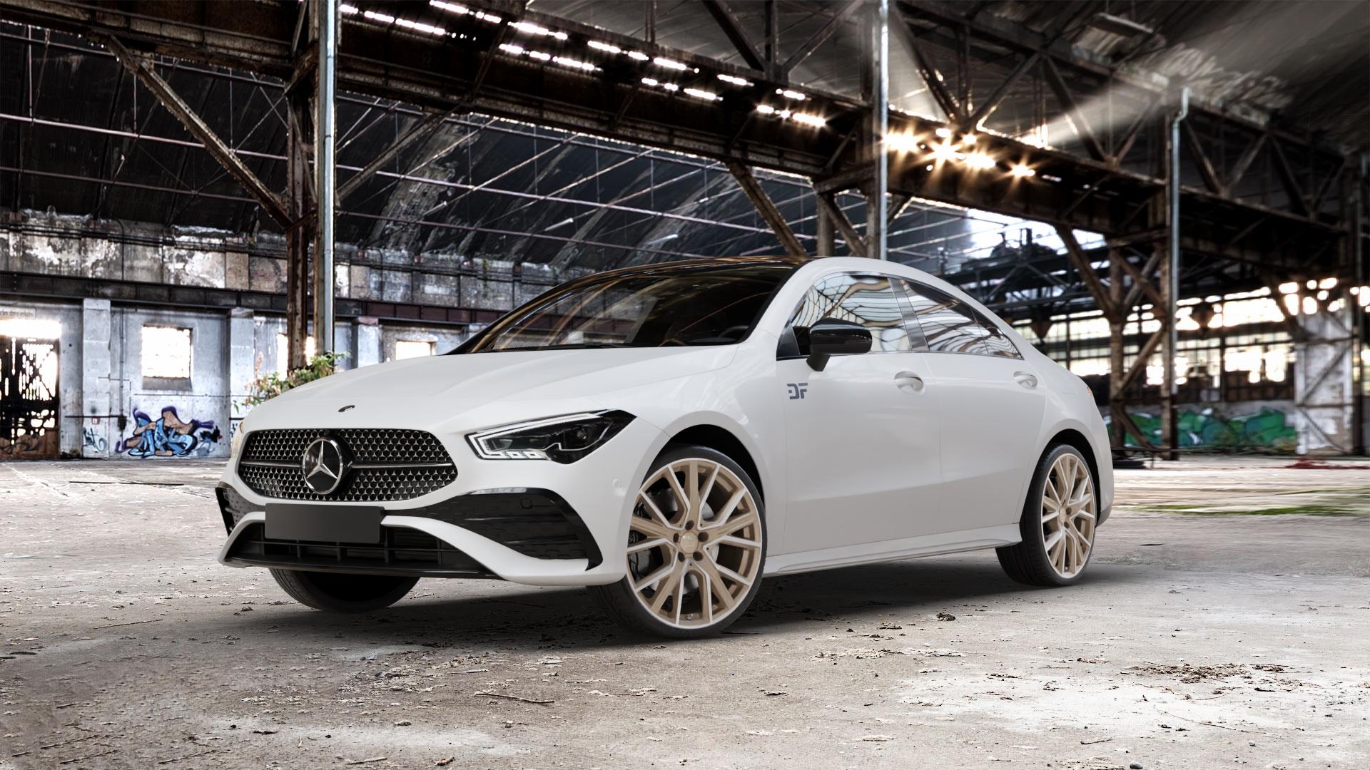 2DRV WH34 Bronze matt Hochglanzpoliert Felge mit Reifen in 20Zoll Winterfelge Alufelge auf weissem Mercedes CLA-Klasse II Typ C118 (F2CLA) Facelift ⬇️ mit 15mm Tieferlegung ⬇️ Old Industrial Hall_max_5300mm_2024 Frontansicht_1