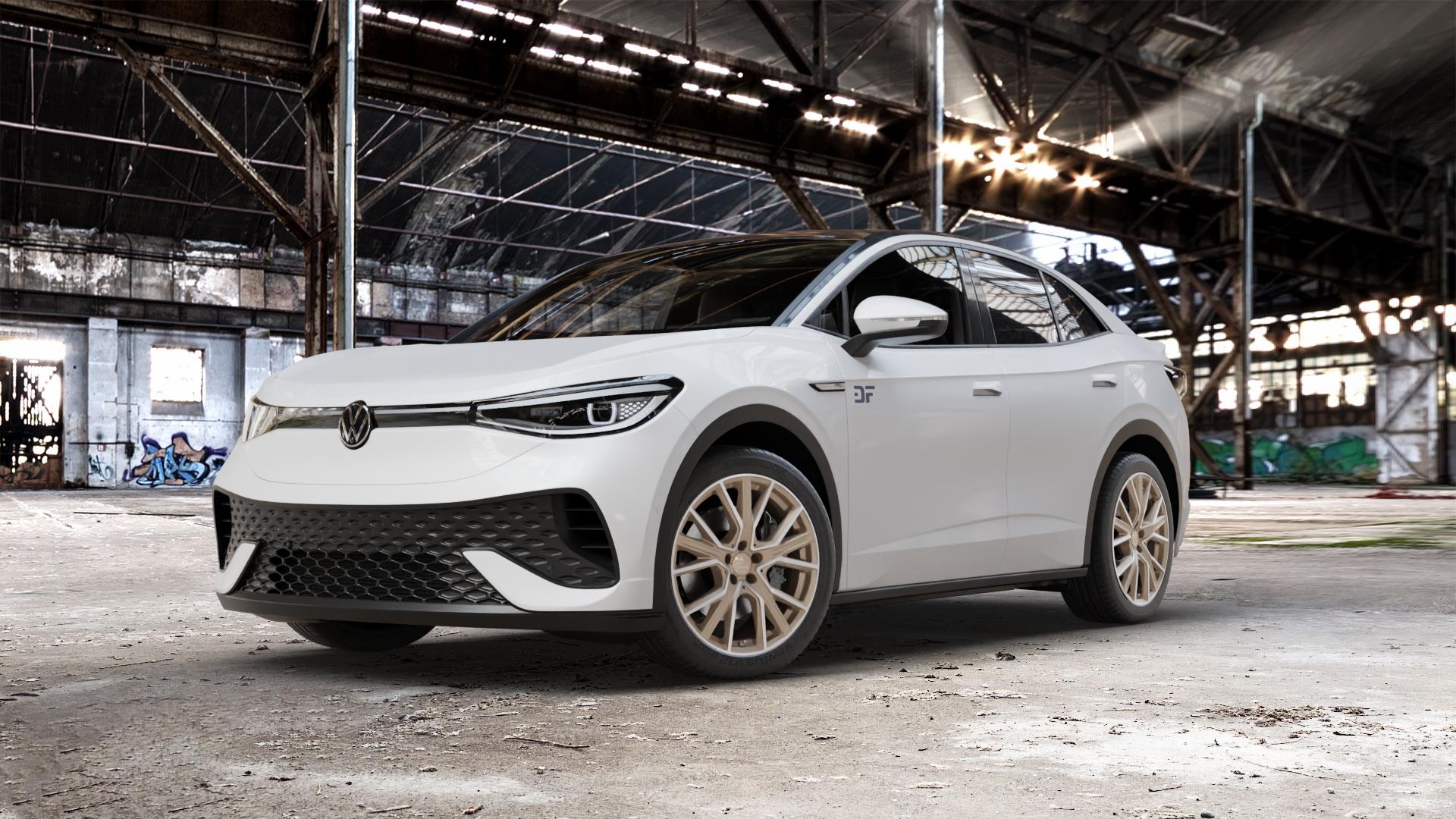 2DRV WH34 Bronze matt Hochglanzpoliert Felge mit Reifen in 20Zoll Winterfelge Alufelge auf weissem Volkswagen (VW) ID.5 0,0l 70kW PRO (150kW) (95 PS) (128kW) ⬇️ mit 15mm Tieferlegung ⬇️ Old Industrial Hall_max_5300mm_2024 Frontansicht_1