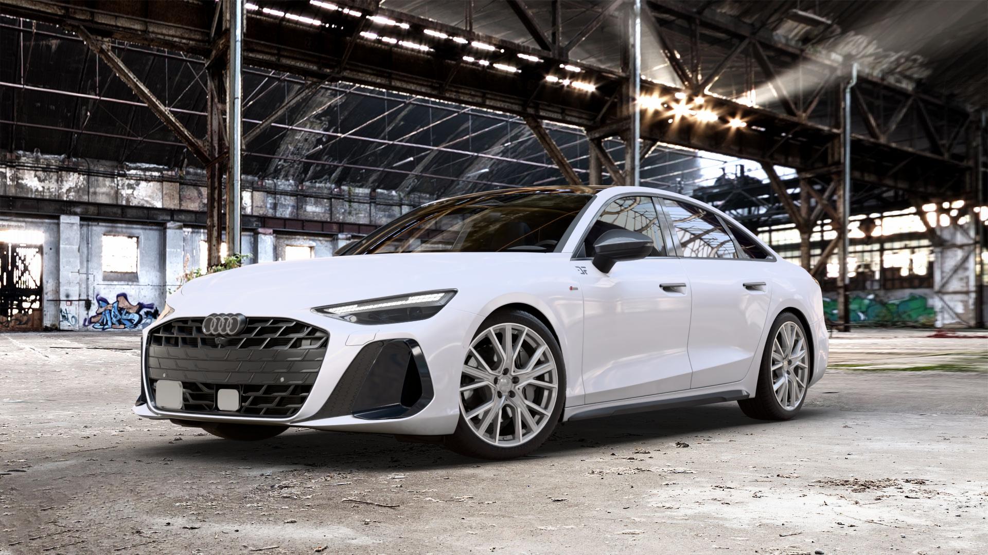2DRV WH34 Daytona Grau Hochglanzpoliert Felge mit Reifen silber in 20Zoll Winterfelge Alufelge auf weissem Audi A6 Typ F2/C9 (Limousine) 2,0l TDI 150kW Mild-Hybrid (204 PS) 120kW (163 Quattro TFSI 195kW (265 TSI 3,0l 210kW (286 180kW (245 270kW (367 250kW (340 E 185kW ⬇️ mit 15mm Tieferlegung ⬇️ Old Industrial Hall_max_5300mm_2024 Frontansicht_1