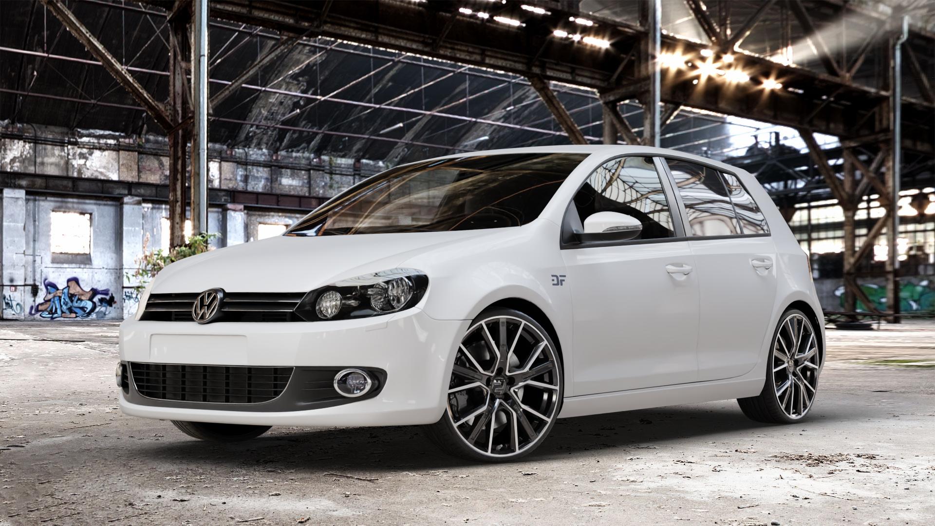 2DRV WH34 Schwarz Hochglanzpoliert Felge mit Reifen in 20Zoll Winterfelge Alufelge auf weissem Volkswagen (VW) Golf 6 1,4l 59kW (80 PS) 1,6l 75kW (102 TDI 77kW (105 2,0l 81kW (110 TSI 90kW (122 103kW (140 4motion 118kW (160 1,2l 63kW (86 1,8l 66kW (90 BiFu ⬇️ mit 15mm Tieferlegung ⬇️ Old Industrial Hall_max_4400mm_2024 Frontansicht_1
