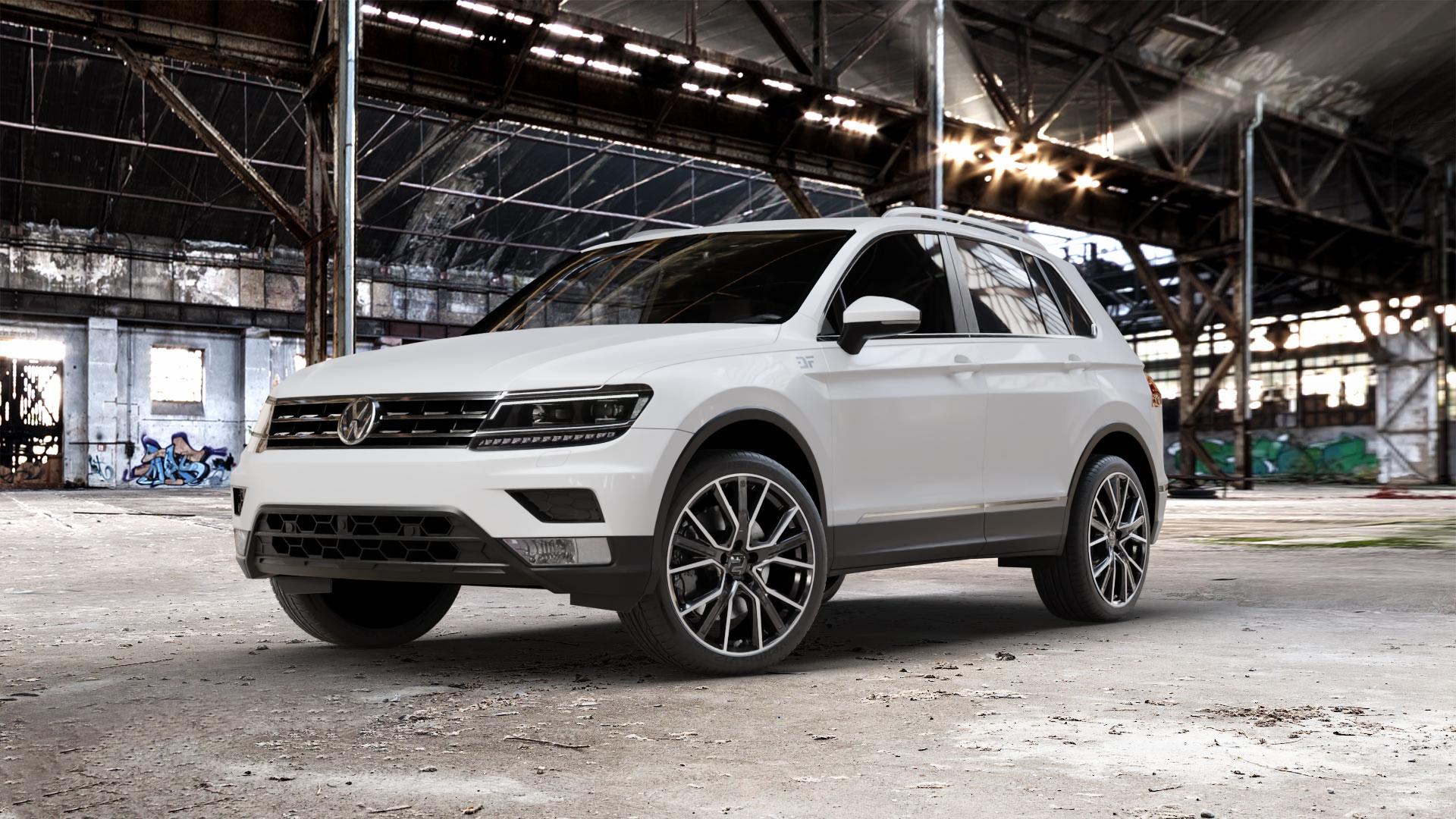 2DRV WH34 Schwarz Hochglanzpoliert Felge mit Reifen in 20Zoll Winterfelge Alufelge auf weissem Volkswagen (VW) Tiguan II Typ 5N 2,0l TSI 4Motion 132kW (179 PS) TDI 110kW (150 1,4l 92kW (125 85kW (116 1,5l 96kW (131 1,6l ⬇️ mit 15mm Tieferlegung ⬇️ Old Industrial Hall_max_5300mm_2024 Frontansicht_1