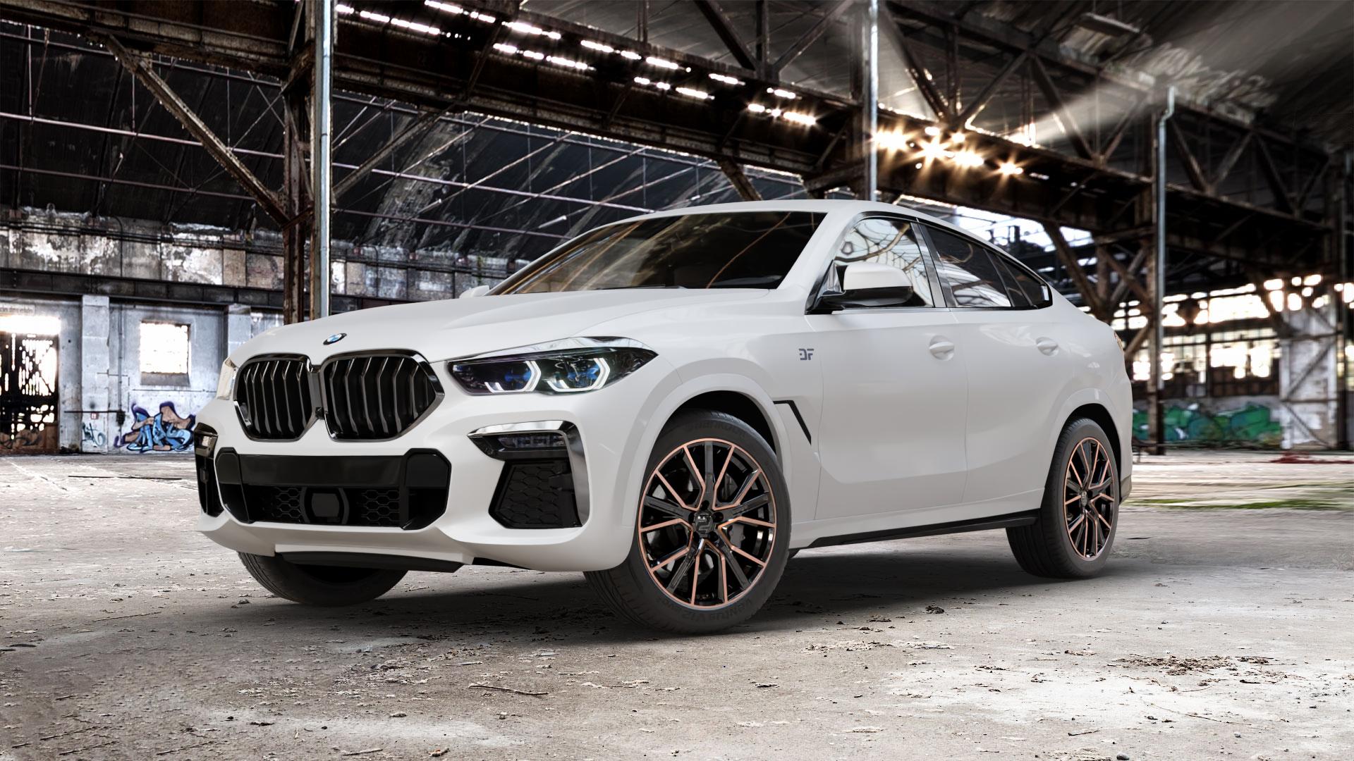 2DRV WH34 Schwarz Kupfer hochglanzpoliert Felge mit Reifen in 20Zoll Winterfelge Alufelge auf weissem BMW X6 Typ G06 (G6X) 3,0l xDrive30d 195kW (265 PS) xDrive40i 250kW (340 155kW (211 183kW (249 M50d xDrive 294kW (400 4,4l M50i 390kW (530 ⬇️ mit 15mm Tieferlegung ⬇️ Old Industrial Hall_max_5300mm_2024 Frontansicht_1