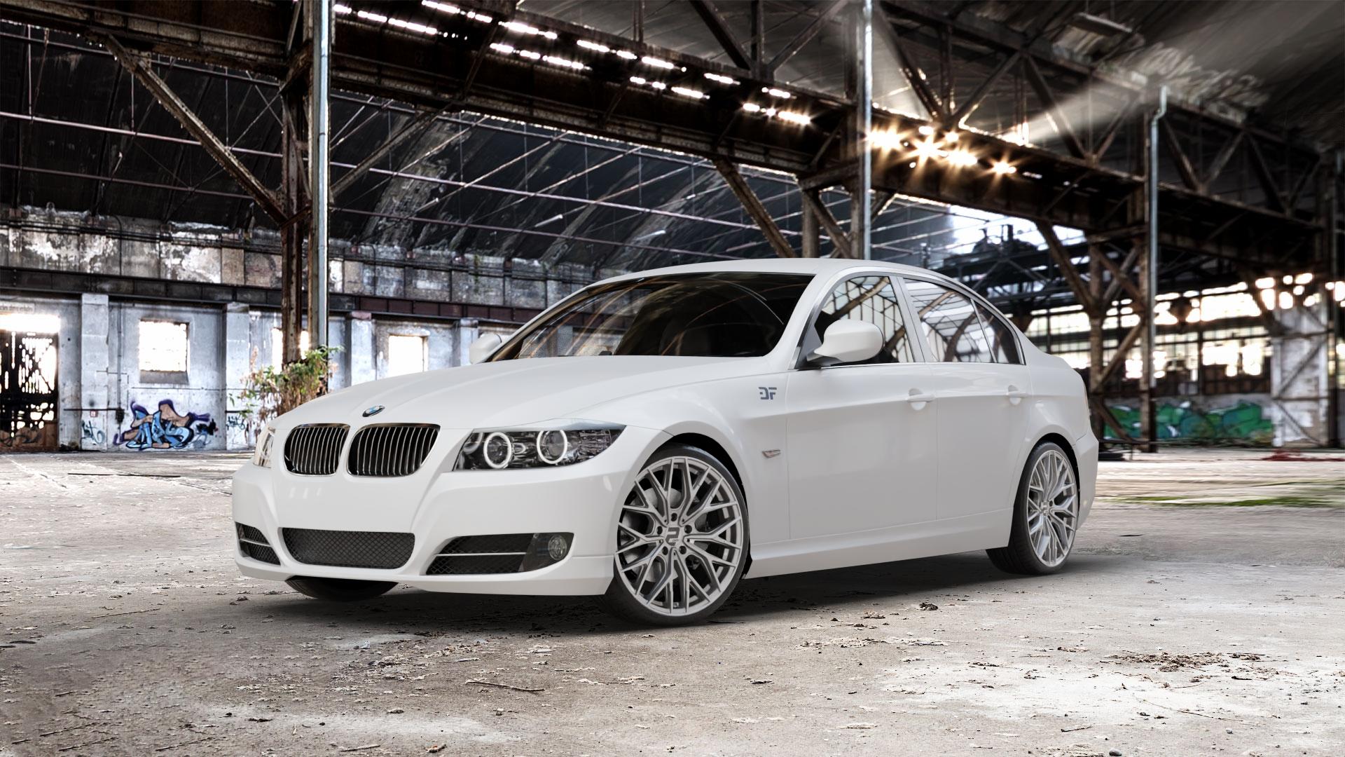 2DRV WH37 Daytona Grau lackiert Felge mit Reifen in 19Zoll Winterfelge Alufelge auf weissem BMW 318i Typ E90 (Limousine) 320i 335i 335d 318d 320d 325i 330i 330d 316i 325xi 330xi 325d 330xd 320si M3 (M390) 320xd 316d 335xi 323i CRT 3er Limousine (390L, 3 ⬇️ mit 15mm Tieferlegung ⬇️ Old Industrial Hall_max_5300mm_2024 Frontansicht_1