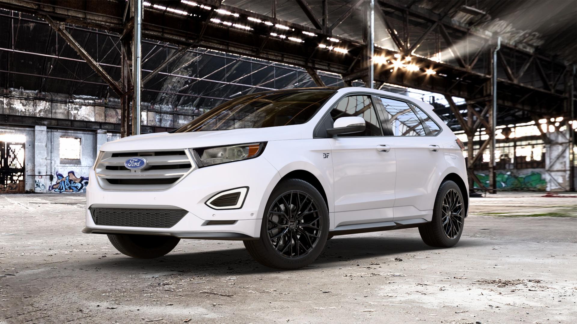 2DRV WH37 Schwarz glanz lackiert Felge mit Reifen in 19Zoll Winterfelge Alufelge auf weissem Ford Edge Typ SBF 2,0l TDCi AWD 132kW (179 PS) 155kW (211 ⬇️ mit 15mm Tieferlegung ⬇️ Old Industrial Hall_max_5300mm_2024 Frontansicht_1
