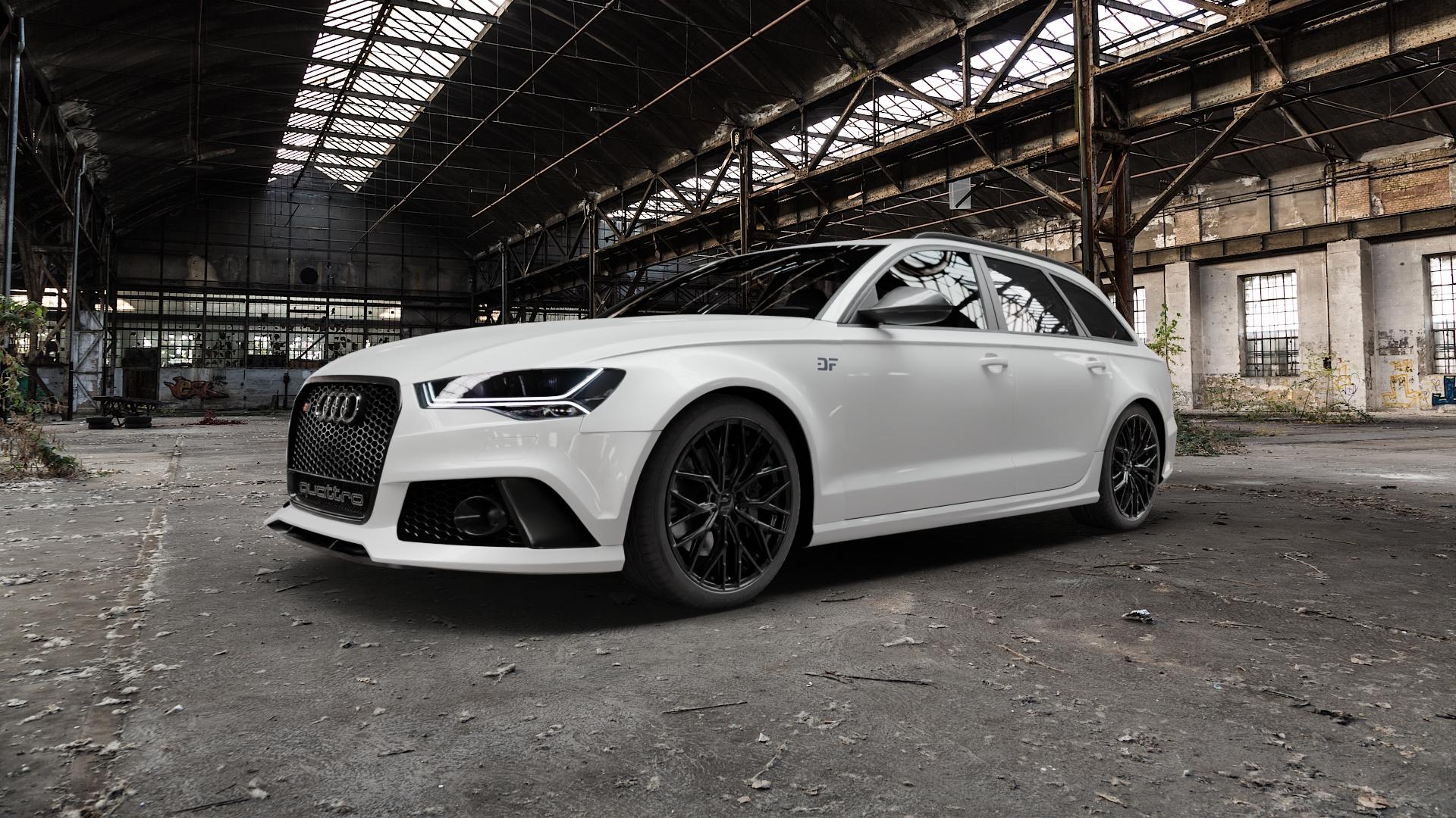 2DRV WH37 Schwarz glanz lackiert Felge mit Reifen in 20Zoll Winterfelge Alufelge auf weissem Audi A6 Typ 4G/C7 (Avant) Facelift 4,0l RS6 performance TFSI quattro 445kW (605 PS) 412kW (560 ⬇️ mit 15mm Tieferlegung ⬇️ Old Industrial Hall_max5000mm_2022 Frontansicht_1