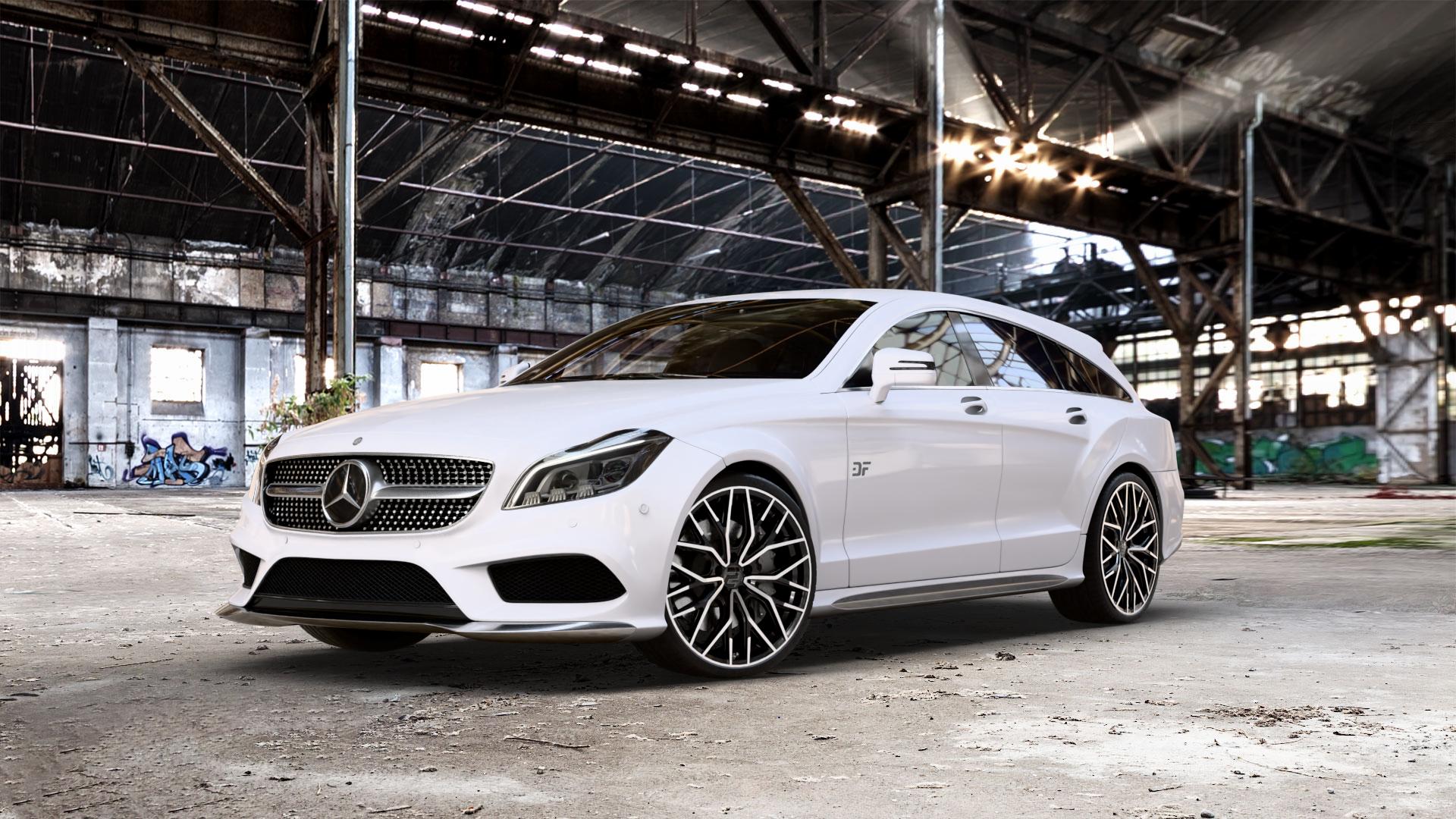 2DRV WH37 Schwarz Hochglanzpoliert Felge mit Reifen in 20Zoll Winterfelge Alufelge auf weissem Mercedes CLS Typ X218 Shooting Brake 2,1l 250 CDI 150kW (204 PS) 3,0l 350 195kW (265 4Matic 3,5l 225kW (306 4,7l 500 300kW (408 5,5l 63 AMG 410kW (557 4-Matic 43 ⬇️ mit 15mm Tieferlegung ⬇️ Old Industrial Hall_max_5300mm_2024 Frontansicht_1