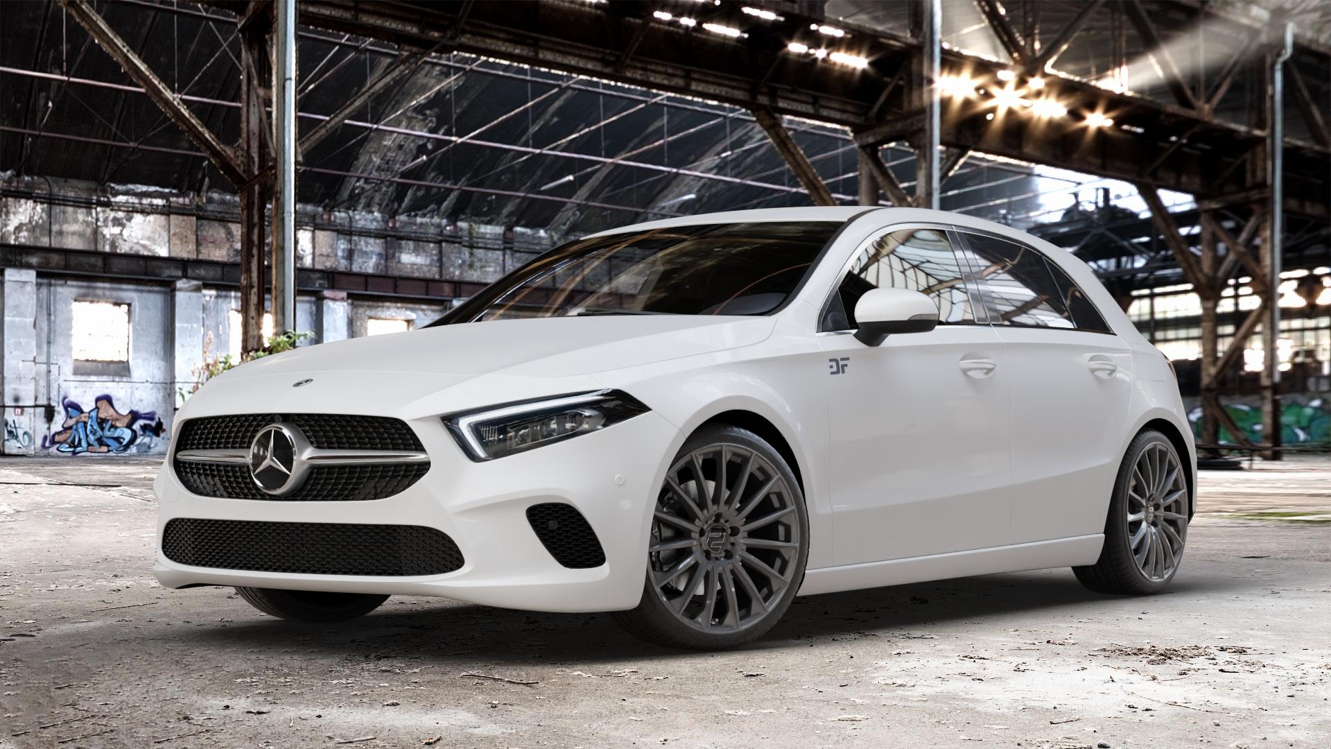 2DRV WH39 Dark Gunmetal lackiert Felge mit Reifen grau in 19Zoll Winterfelge Alufelge auf weissem Mercedes A-Klasse IV Typ 177 (F2A) Schrägheck 2,0l A 250 165kW (224 PS) 1,3l 200 120kW (163 1,5l 180d 85kW (116 160 80kW (109 180 100kW (136 220 140kW (190 4Mat ⬇️ mit 15mm Tieferlegung ⬇️ Old Industrial Hall_max_4400mm_2024 Frontansicht_1