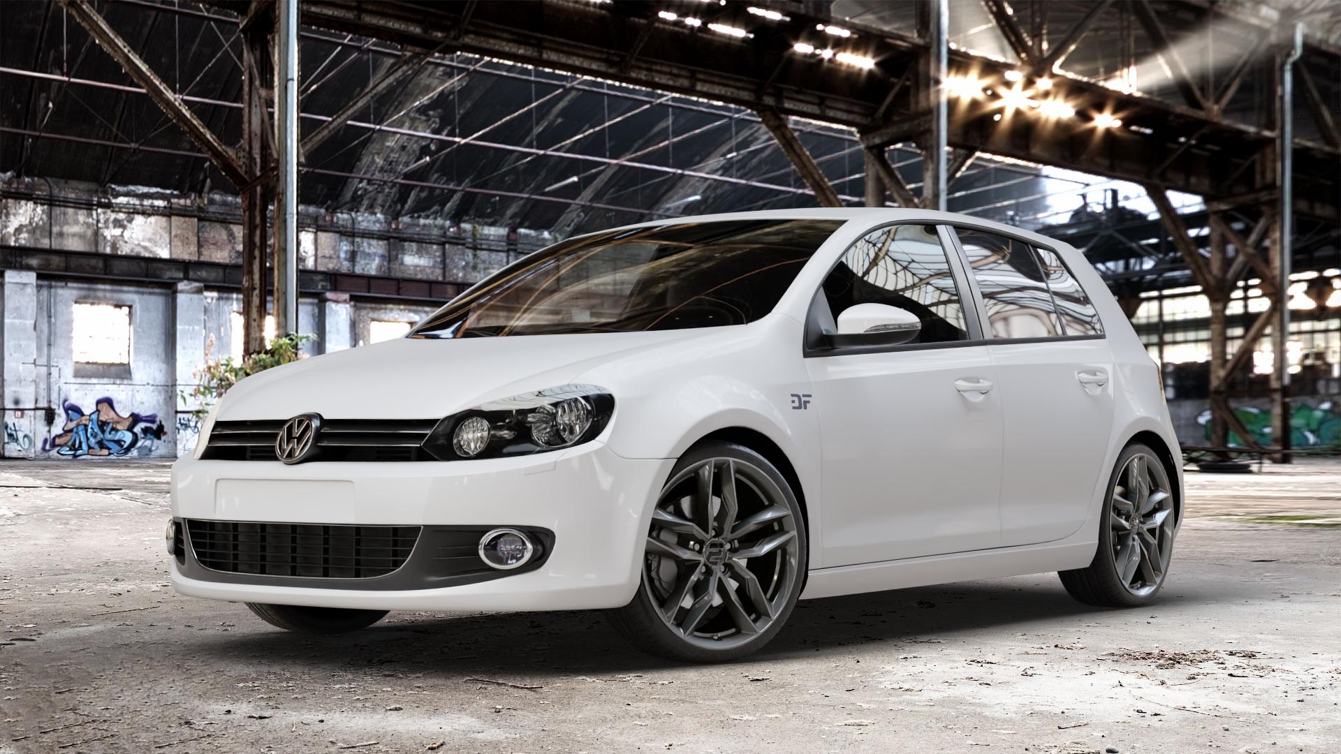 2DRV WH40 Dark Gunmetal lackiert Felge mit Reifen grau anthrazit in 19Zoll Winterfelge Alufelge auf weissem Volkswagen (VW) Golf 6 1,4l 59kW (80 PS) 1,6l 75kW (102 TDI 77kW (105 2,0l 81kW (110 TSI 90kW (122 103kW (140 4motion 118kW (160 1,2l 63kW (86 1,8l 66kW (90 BiFu ⬇️ mit 15mm Tieferlegung ⬇️ Old Industrial Hall_max_4400mm_2024 Frontansicht_1