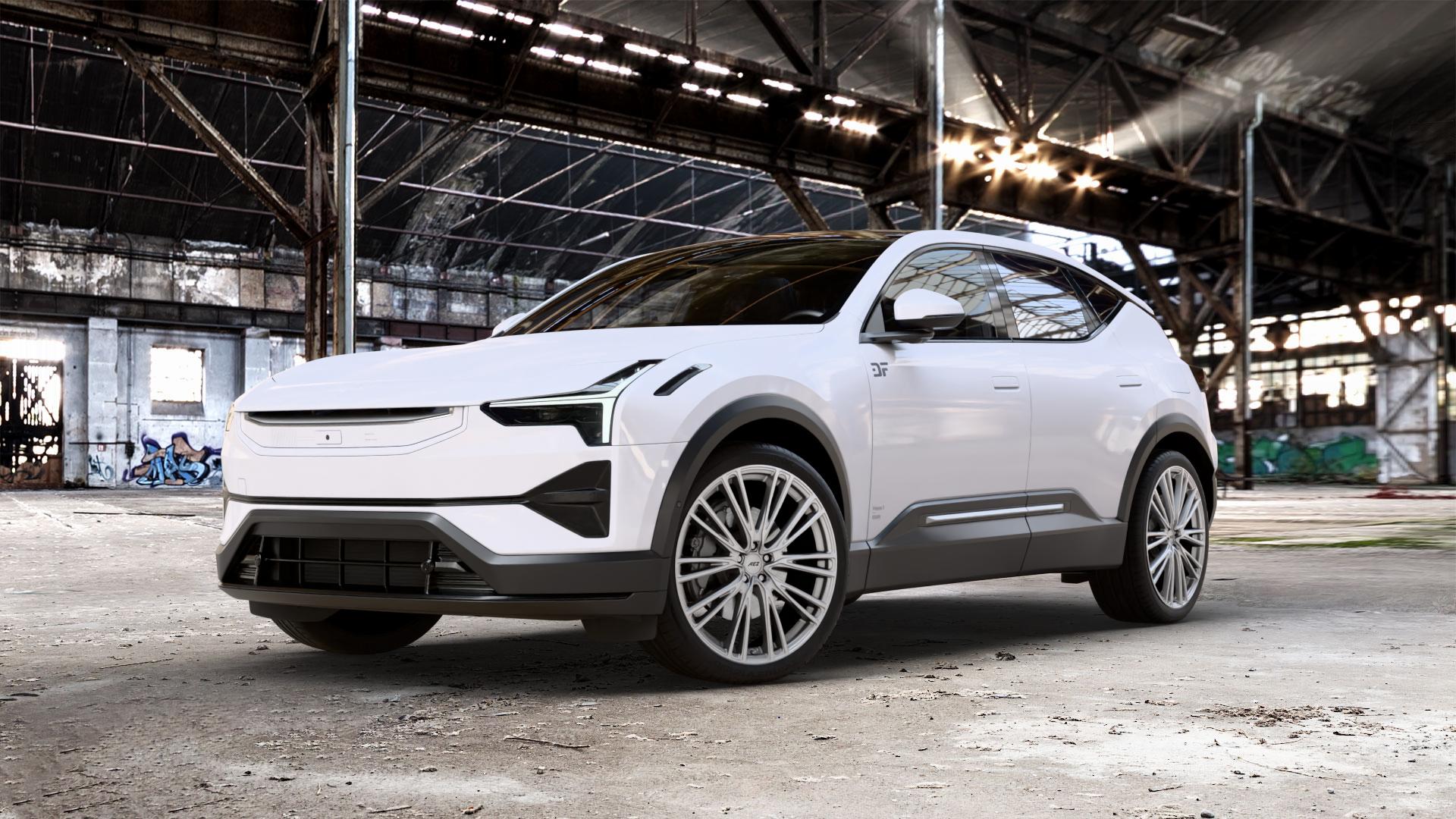 AEZ SEATTLE SILVER Felge mit Reifen silber in 22Zoll Winterfelge Alufelge auf weissem Polestar 3 0,0l 132kW (179 PS) 238kW AWD (324 252kW (343 ⬇️ mit 15mm Tieferlegung ⬇️ Old Industrial Hall_max_5300mm_2024 Frontansicht_1