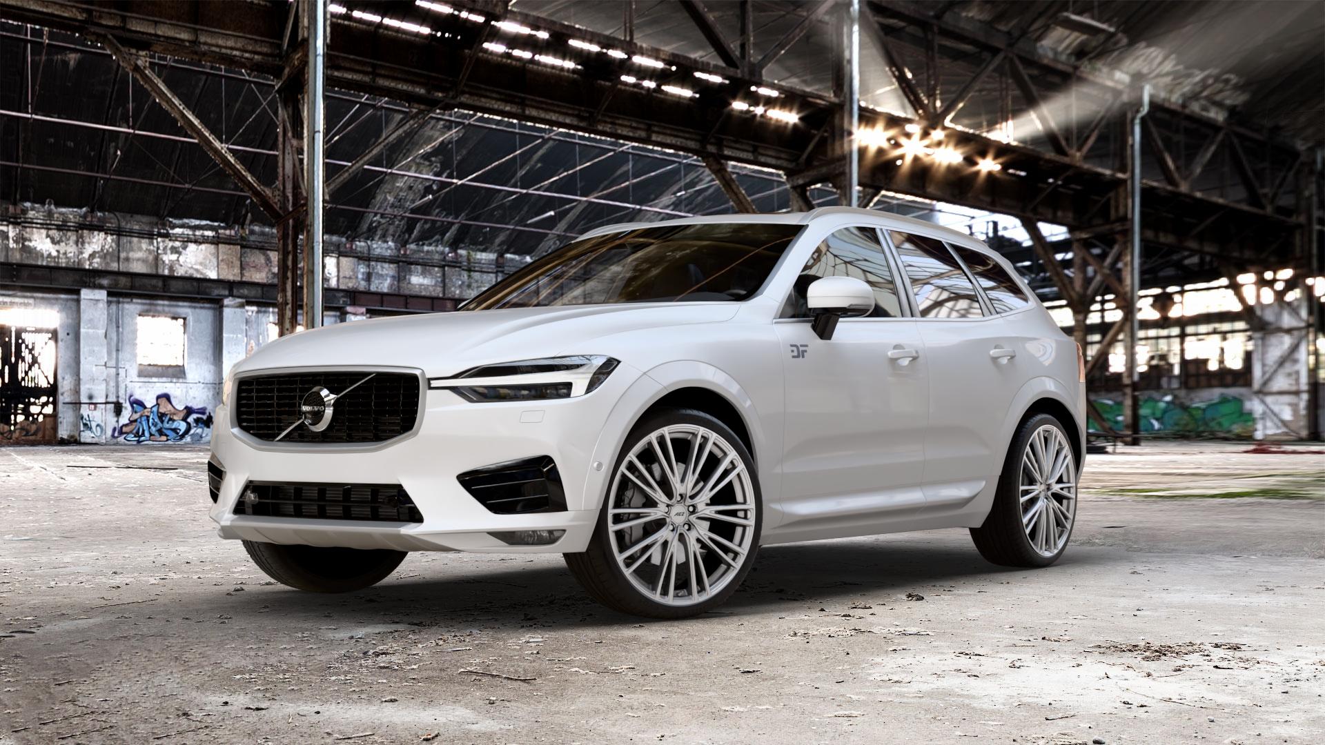 AEZ SEATTLE SILVER Felge mit Reifen silber in 22Zoll Winterfelge Alufelge auf weissem Volvo XC60 Typ U ⬇️ mit 15mm Tieferlegung ⬇️ Old Industrial Hall_max_5300mm_2024 Frontansicht_1
