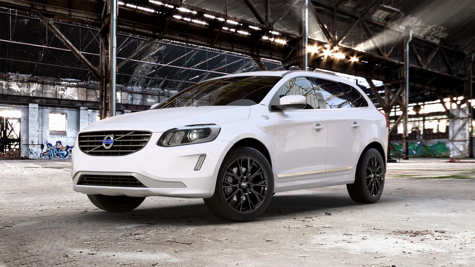 AEZ TORONTO BLACK Felge mit Reifen schwarz in 19Zoll Winterfelge Alufelge auf weissem Volvo XC60 Typ D Facelift ⬇️ mit 15mm Tieferlegung ⬇️ Old Industrial Hall_max_5300mm_2024 Frontansicht_1
