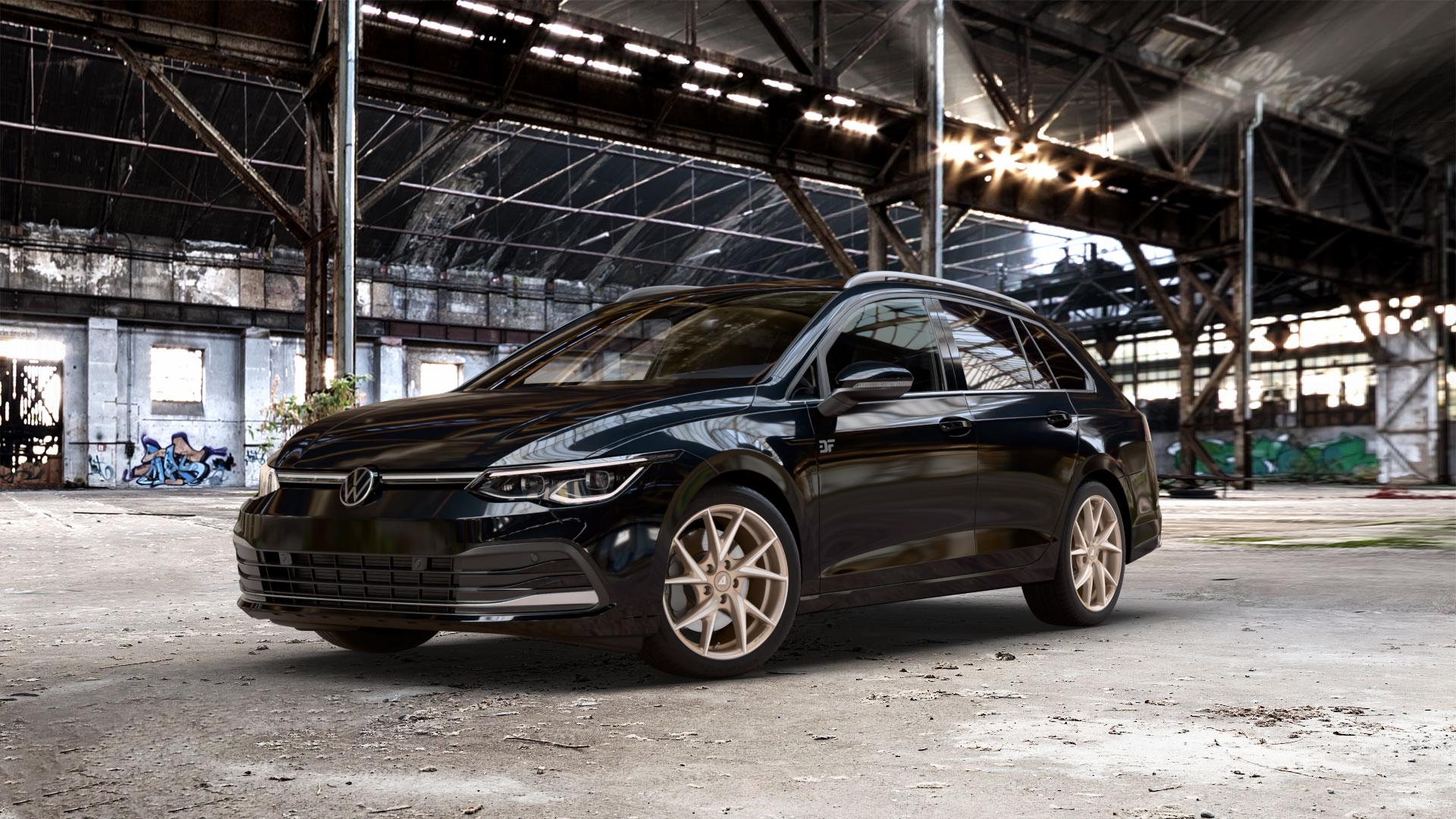 ALUTEC ADX.01 metallic-bronze frontpoliert Felge mit Reifen silber in 17Zoll Winterfelge Alufelge auf metallic schwarzem Volkswagen (VW) Golf 8 Variant 1,0l TSI 81kW Mild-Hybrid (110 PS) 2,0l TDI 85kW (116 110kW (150 1,5l 96kW (131 CNG 4Motion 140kW (190 ⬇️ mit 15mm Tieferlegung ⬇️ Old Industrial Hall_max_5300mm_2024 Frontansicht_1