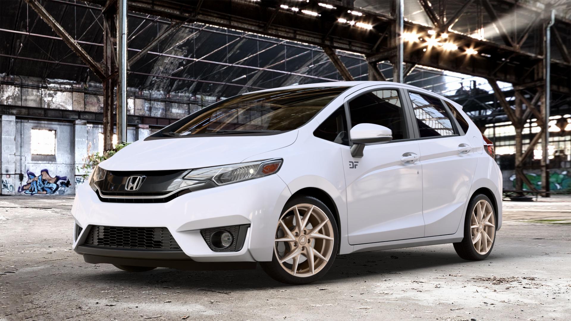 ALUTEC ADX.01 metallic-bronze frontpoliert Felge mit Reifen silber in 17Zoll Winterfelge Alufelge auf weissem Honda Jazz IV (GK) ⬇️ mit 15mm Tieferlegung ⬇️ Old Industrial Hall_max_4400mm_2024 Frontansicht_1