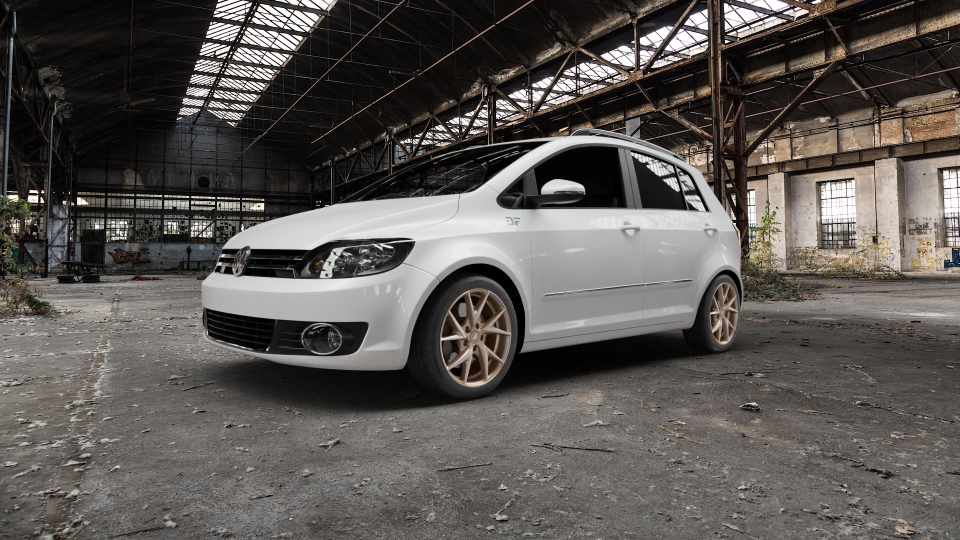 ALUTEC ADX.01 metallic-bronze frontpoliert Felge mit Reifen silber in 17Zoll Winterfelge Alufelge auf weissem Volkswagen (VW) Golf 6 Plus ⬇️ mit 15mm Tieferlegung ⬇️ Old Industrial Hall_max5000mm_2022 Frontansicht_1