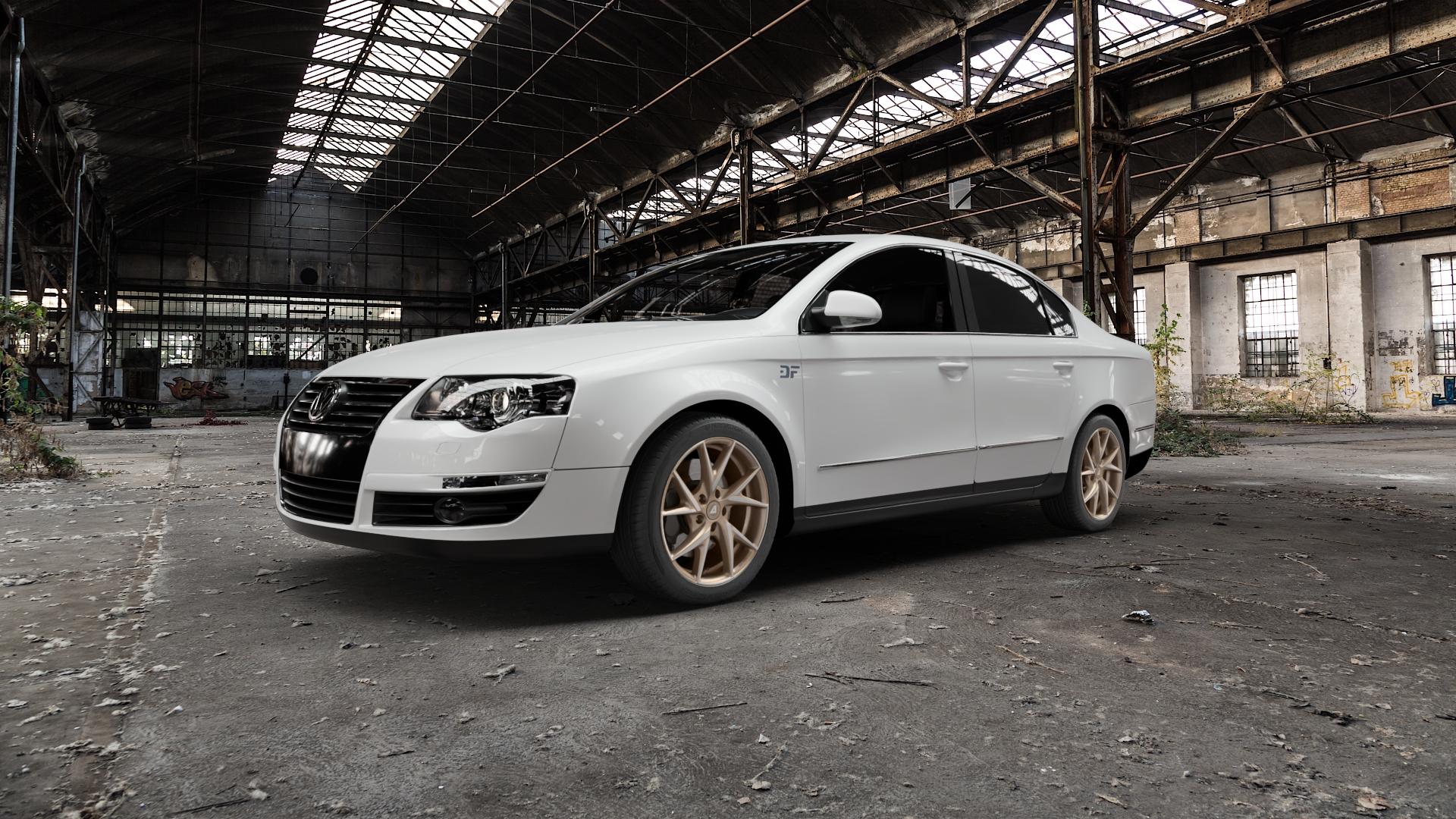 ALUTEC ADX.01 metallic-bronze frontpoliert Felge mit Reifen silber in 17Zoll Winterfelge Alufelge auf weissem Volkswagen (VW) Passat 3C/B6 Limousine ⬇️ mit 15mm Tieferlegung ⬇️ Old Industrial Hall_max5000mm_2022 Frontansicht_1