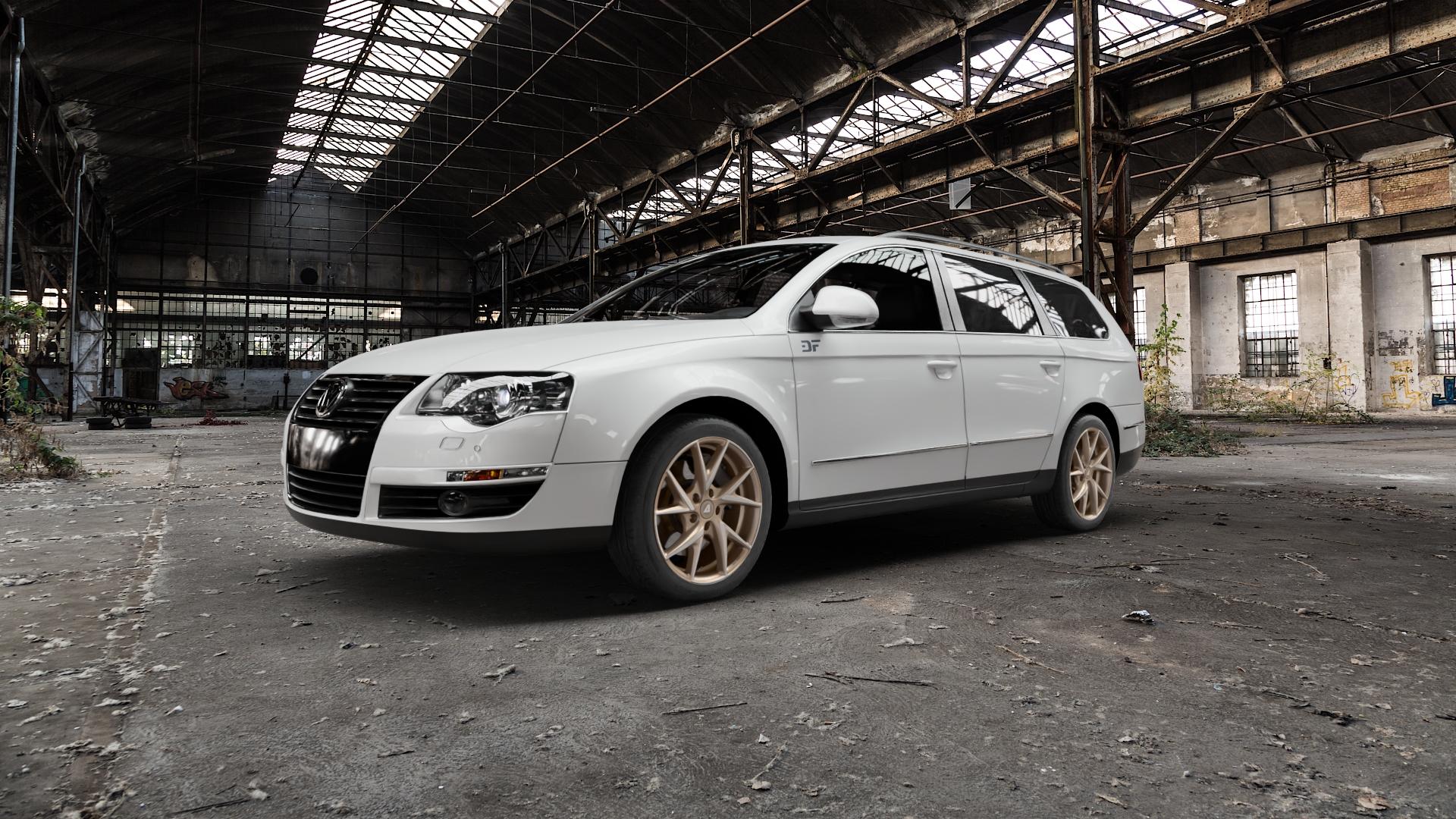 ALUTEC ADX.01 metallic-bronze frontpoliert Felge mit Reifen silber in 17Zoll Winterfelge Alufelge auf weissem Volkswagen (VW) Passat 3C/B6 Variant ⬇️ mit 15mm Tieferlegung ⬇️ Old Industrial Hall_max5000mm_2022 Frontansicht_1