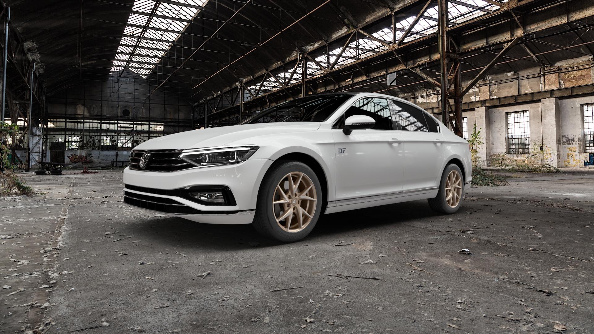 ALUTEC ADX.01 metallic-bronze frontpoliert Felge mit Reifen silber in 17Zoll Winterfelge Alufelge auf weissem Volkswagen (VW) Passat 3C/B8 Limousine Facelift ⬇️ mit 15mm Tieferlegung ⬇️ Old Industrial Hall_max5000mm_2022 Frontansicht_1