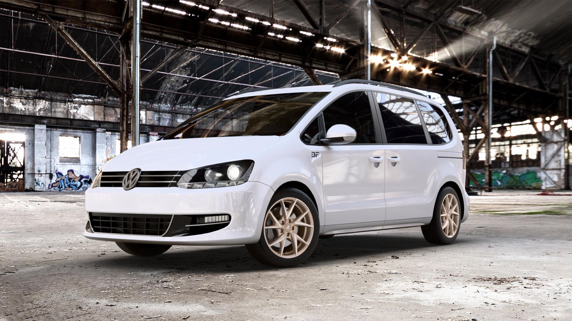 ALUTEC ADX.01 metallic-bronze frontpoliert Felge mit Reifen silber in 17Zoll Winterfelge Alufelge auf weissem Volkswagen (VW) Sharan I Typ 7M II 7N ⬇️ mit 15mm Tieferlegung ⬇️ Old Industrial Hall_max_5300mm_2024 Frontansicht_1