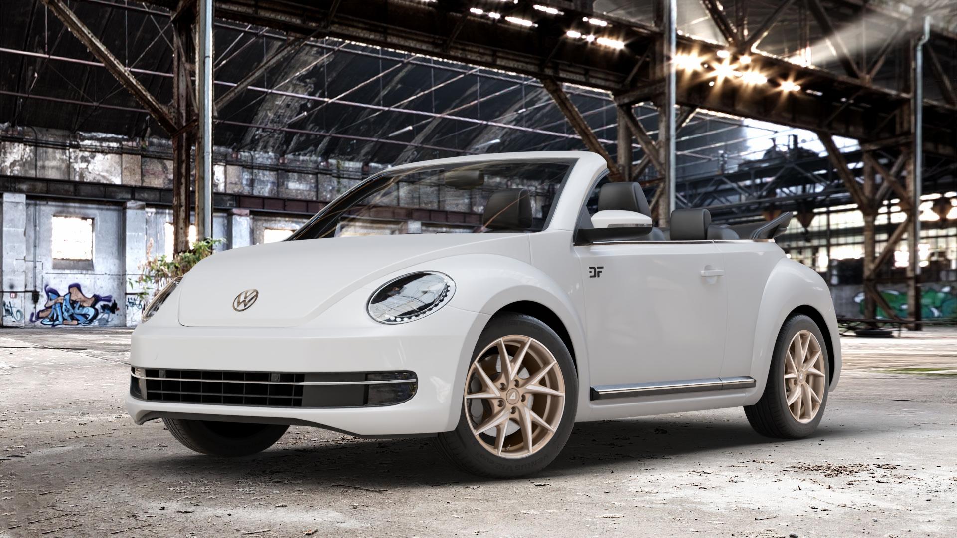 ALUTEC ADX.01 metallic-bronze frontpoliert Felge mit Reifen silber in 17Zoll Winterfelge Alufelge auf weissem Volkswagen (VW) The Beetle Cabrio Typ 16 ⬇️ mit 15mm Tieferlegung ⬇️ Old Industrial Hall_max_4400mm_2024 Frontansicht_1