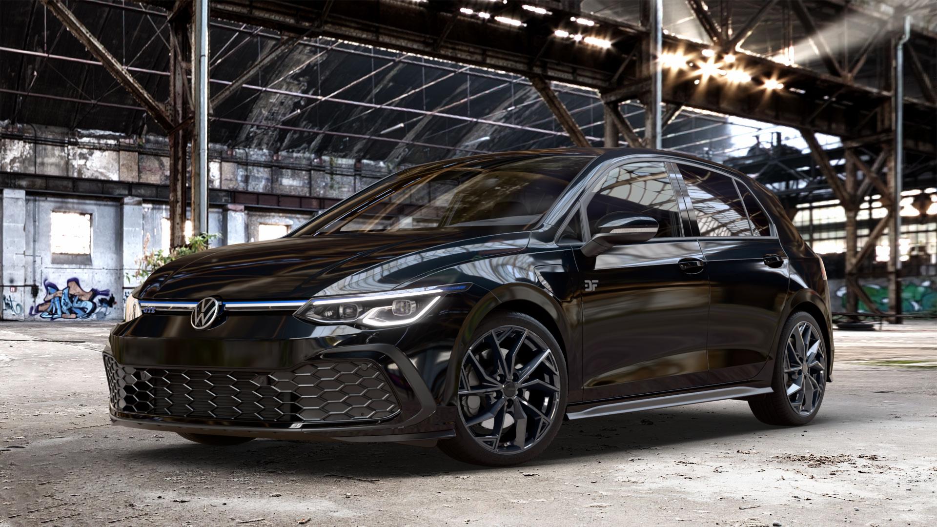 ALUTEC ADX.02 diamant-schwarz Felge mit Reifen in 18Zoll Winterfelge Alufelge auf schwarzem metallic Volkswagen (VW) Golf 8 1,4l GTE 110kW Hybrid (150 PS) ⬇️ mit 15mm Tieferlegung ⬇️ Old Industrial Hall_max_4400mm_2024 Frontansicht_1