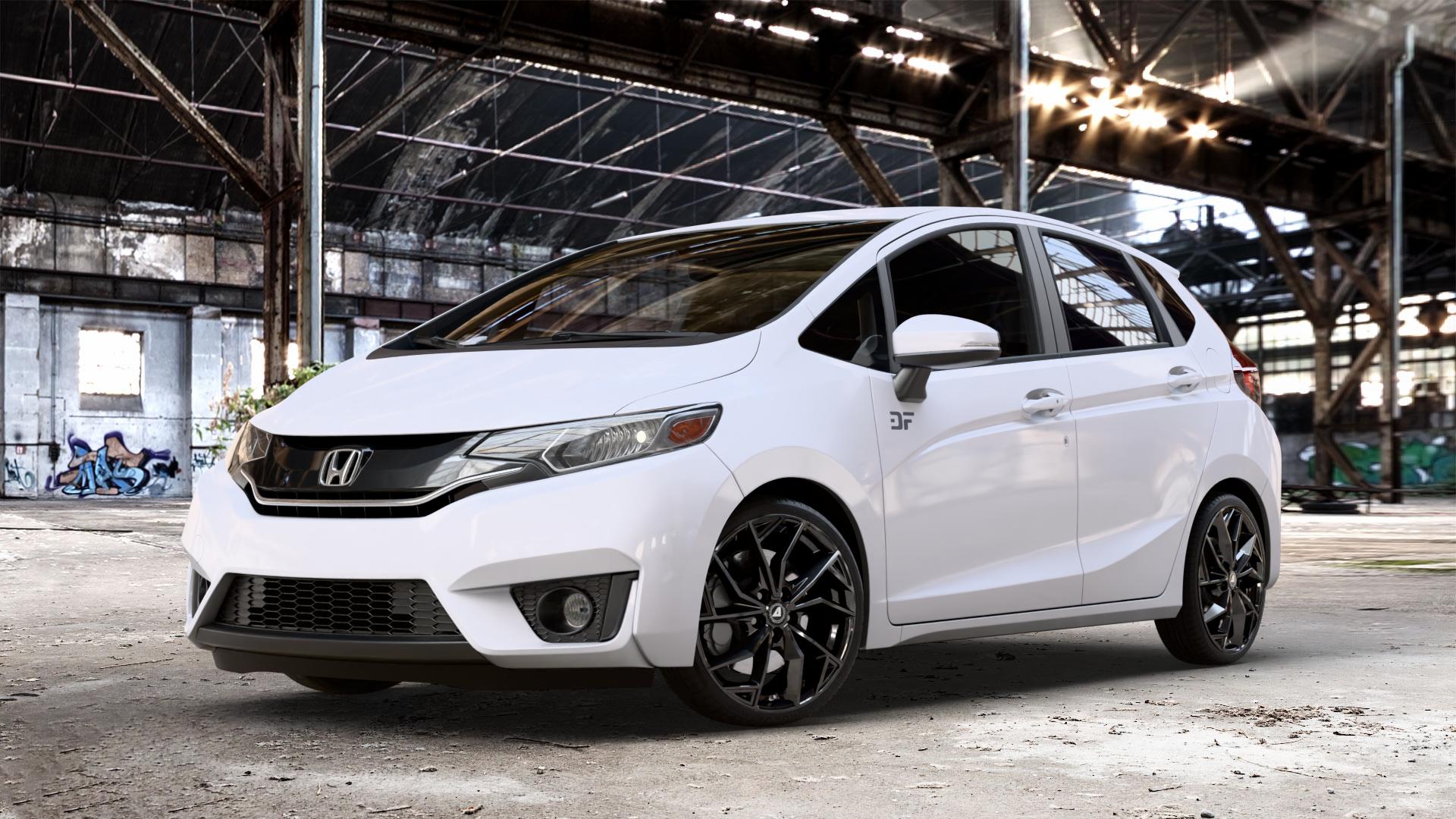 ALUTEC ADX.02 diamant-schwarz Felge mit Reifen in 18Zoll Winterfelge Alufelge auf weissem Honda Jazz IV (GK) ⬇️ mit 15mm Tieferlegung ⬇️ Old Industrial Hall_max_4400mm_2024 Frontansicht_1