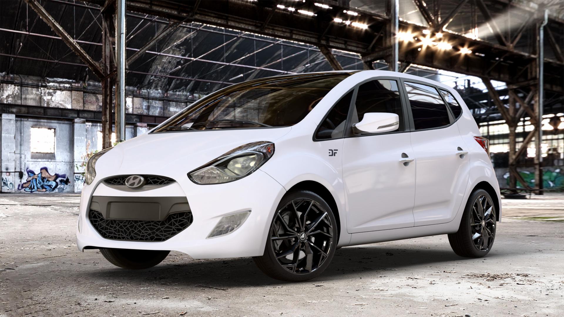 ALUTEC ADX.02 diamant-schwarz Felge mit Reifen in 18Zoll Winterfelge Alufelge auf weissem Hyundai ix20 Typ JC ⬇️ mit 15mm Tieferlegung ⬇️ Old Industrial Hall_max_4400mm_2024 Frontansicht_1