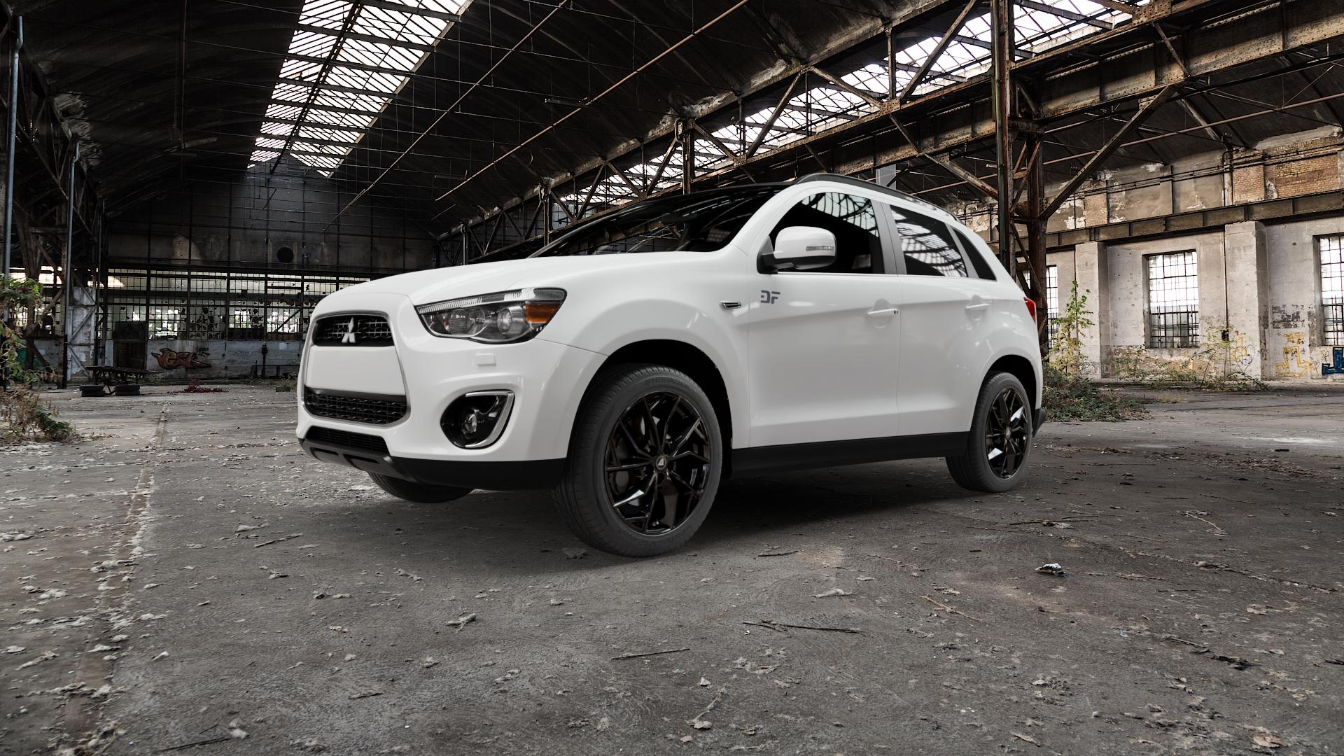 ALUTEC ADX.02 diamant-schwarz Felge mit Reifen in 18Zoll Winterfelge Alufelge auf weissem Mitsubishi ASX Typ GA0 Facelift 12-> ⬇️ mit 15mm Tieferlegung ⬇️ Old Industrial Hall_max5000mm_2022 Frontansicht_1