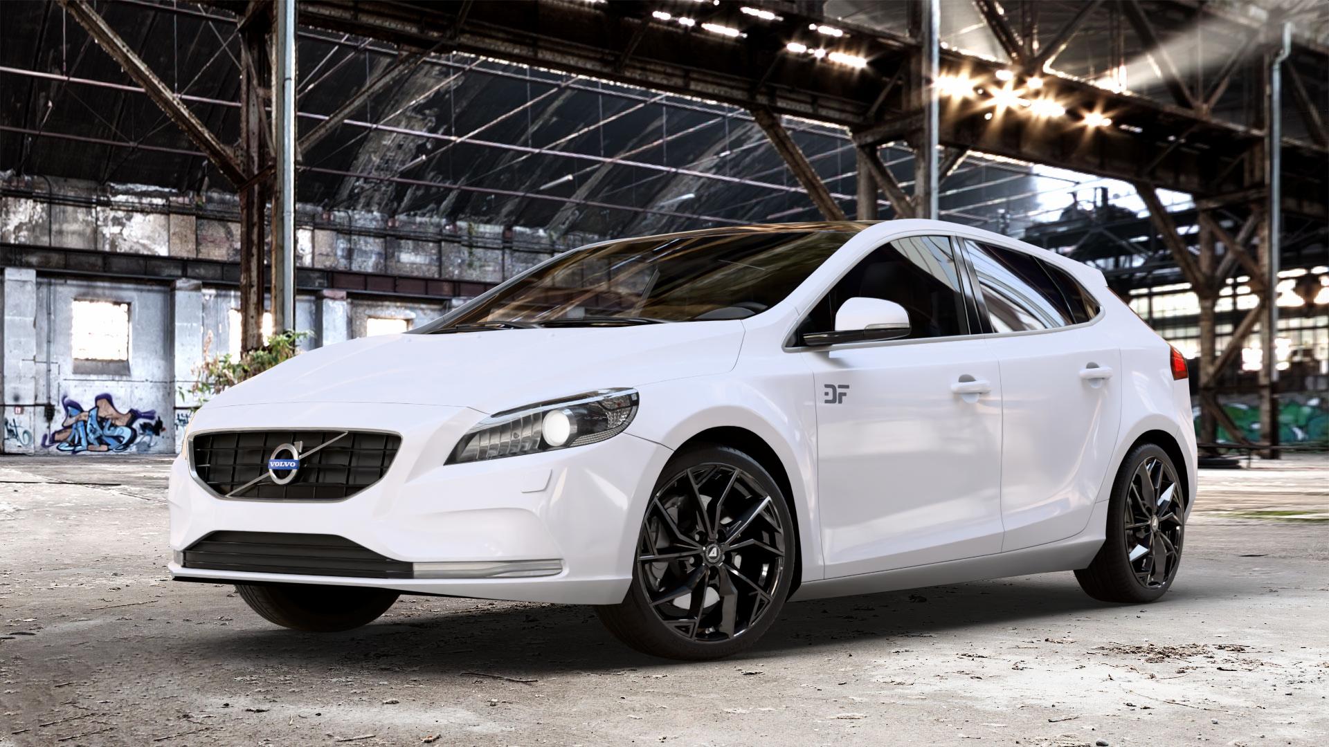 ALUTEC ADX.02 diamant-schwarz Felge mit Reifen in 18Zoll Winterfelge Alufelge auf weissem Volvo V40 II Typ M ⬇️ mit 15mm Tieferlegung ⬇️ Old Industrial Hall_max_4400mm_2024 Frontansicht_1