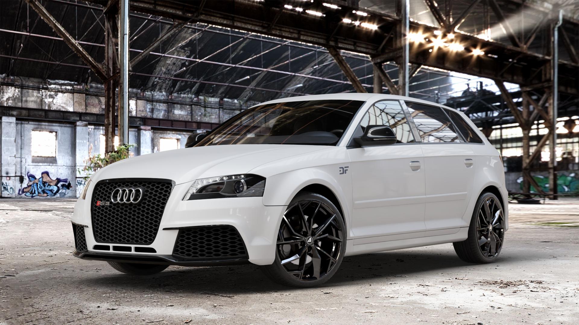 ALUTEC ADX.02 diamant-schwarz Felge mit Reifen in 19Zoll Winterfelge Alufelge auf weissem Audi A3 Typ 8P (Sportback) 2,5l RS3 quattro 250kW (340 PS) ⬇️ mit 15mm Tieferlegung ⬇️ Old Industrial Hall_max_4400mm_2024 Frontansicht_1