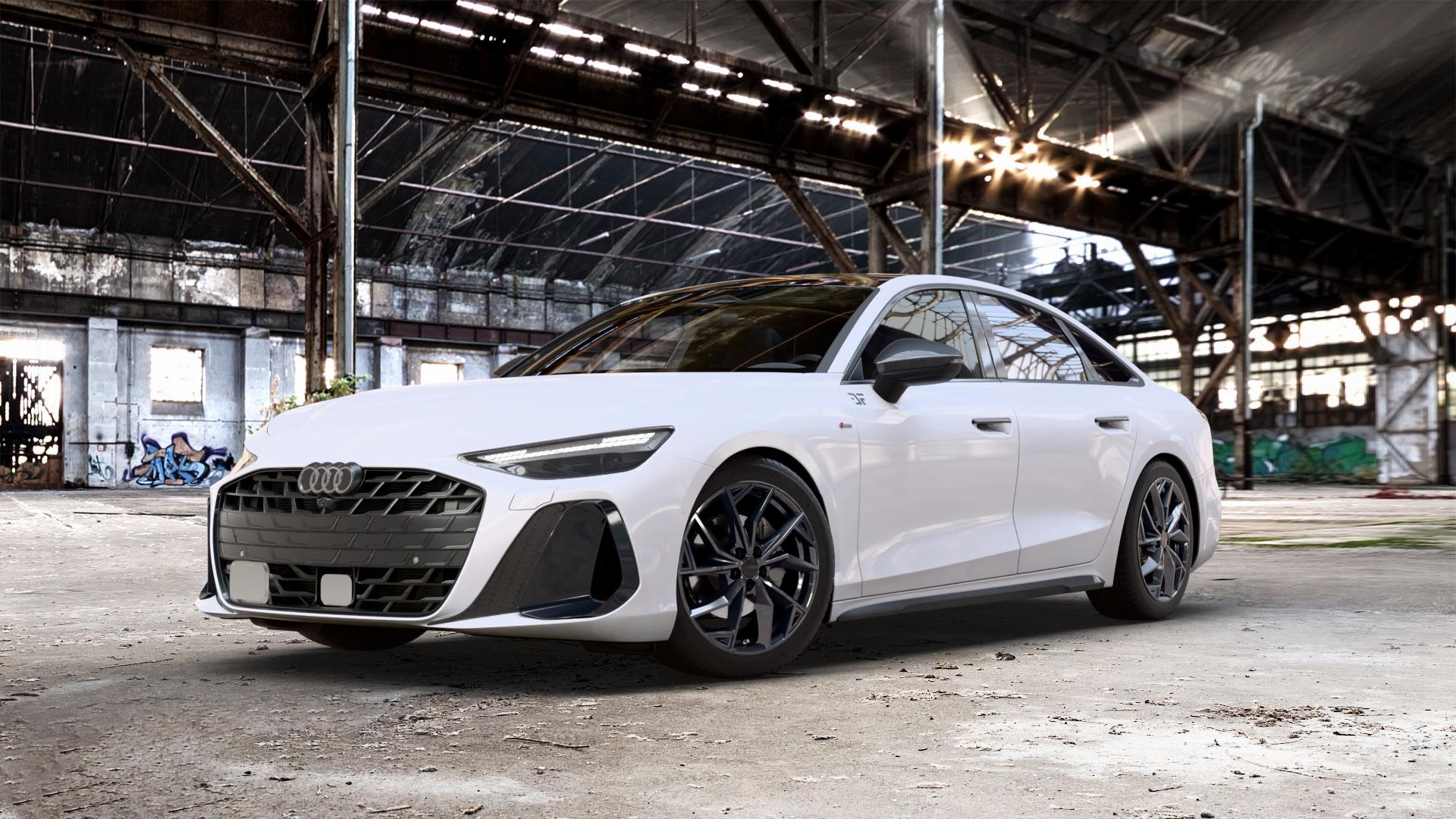 ALUTEC ADX.02 diamant-schwarz Felge mit Reifen in 19Zoll Winterfelge Alufelge auf weissem Audi A6 Typ F2/C9 (Limousine) 2,0l TDI 150kW Mild-Hybrid (204 PS) 120kW (163 Quattro TFSI 195kW (265 TSI 3,0l 210kW (286 180kW (245 270kW (367 250kW (340 E 185kW ⬇️ mit 15mm Tieferlegung ⬇️ Old Industrial Hall_max_5300mm_2024 Frontansicht_1