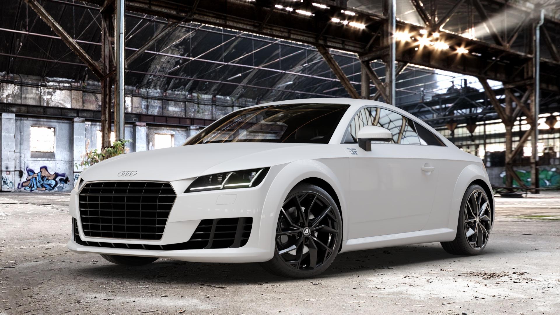 ALUTEC ADX.02 diamant-schwarz Felge mit Reifen in 19Zoll Winterfelge Alufelge auf weissem Audi TT III Typ 8S (Coupé) (Roadster) ⬇️ mit 15mm Tieferlegung ⬇️ Old Industrial Hall_max_4400mm_2024 Frontansicht_1