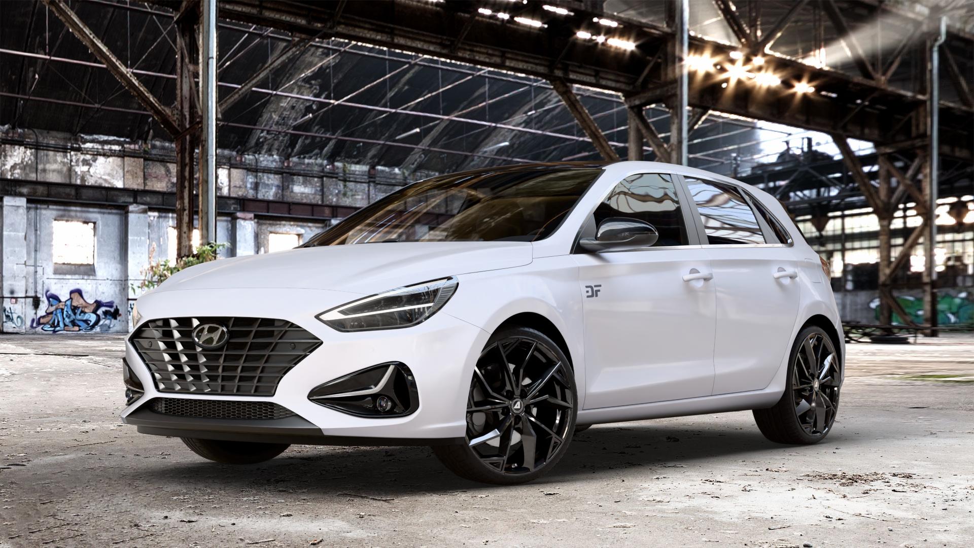 ALUTEC ADX.02 diamant-schwarz Felge mit Reifen in 19Zoll Winterfelge Alufelge auf weissem Hyundai i30 Typ PDE Facelift 1,0l T-GDI 88kW Mild-Hybrid (120 PS) 1,5l 117kW (159 81kW (110 1,6l CRDi 85kW (116 100kW (136 II ⬇️ mit 15mm Tieferlegung ⬇️ Old Industrial Hall_max_4400mm_2024 Frontansicht_1