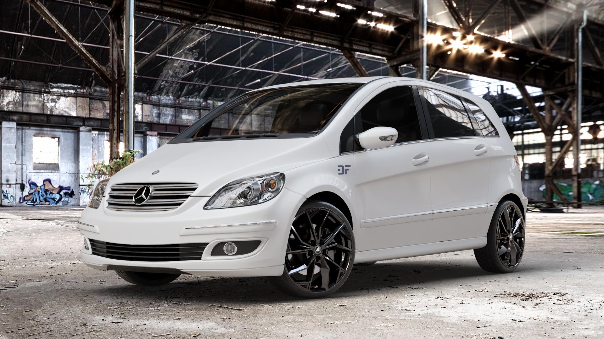 ALUTEC ADX.02 diamant-schwarz Felge mit Reifen in 19Zoll Winterfelge Alufelge auf weissem Mercedes B-Klasse Typ T245 ⬇️ mit 15mm Tieferlegung ⬇️ Old Industrial Hall_max_4400mm_2024 Frontansicht_1