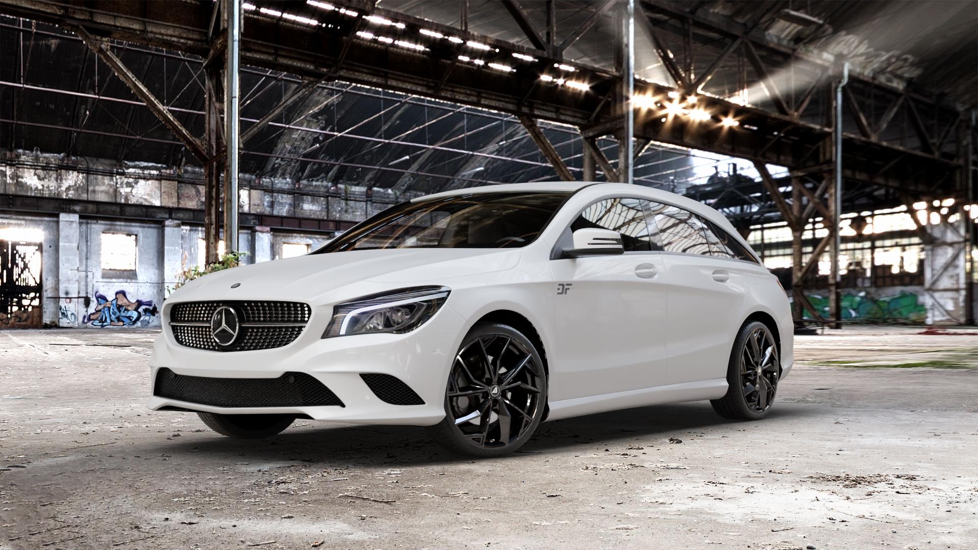 ALUTEC ADX.02 diamant-schwarz Felge mit Reifen in 19Zoll Winterfelge Alufelge auf weissem Mercedes CLA-Klasse I Shooting Brake Typ 245G ⬇️ mit 15mm Tieferlegung ⬇️ Old Industrial Hall_max_5300mm_2024 Frontansicht_1