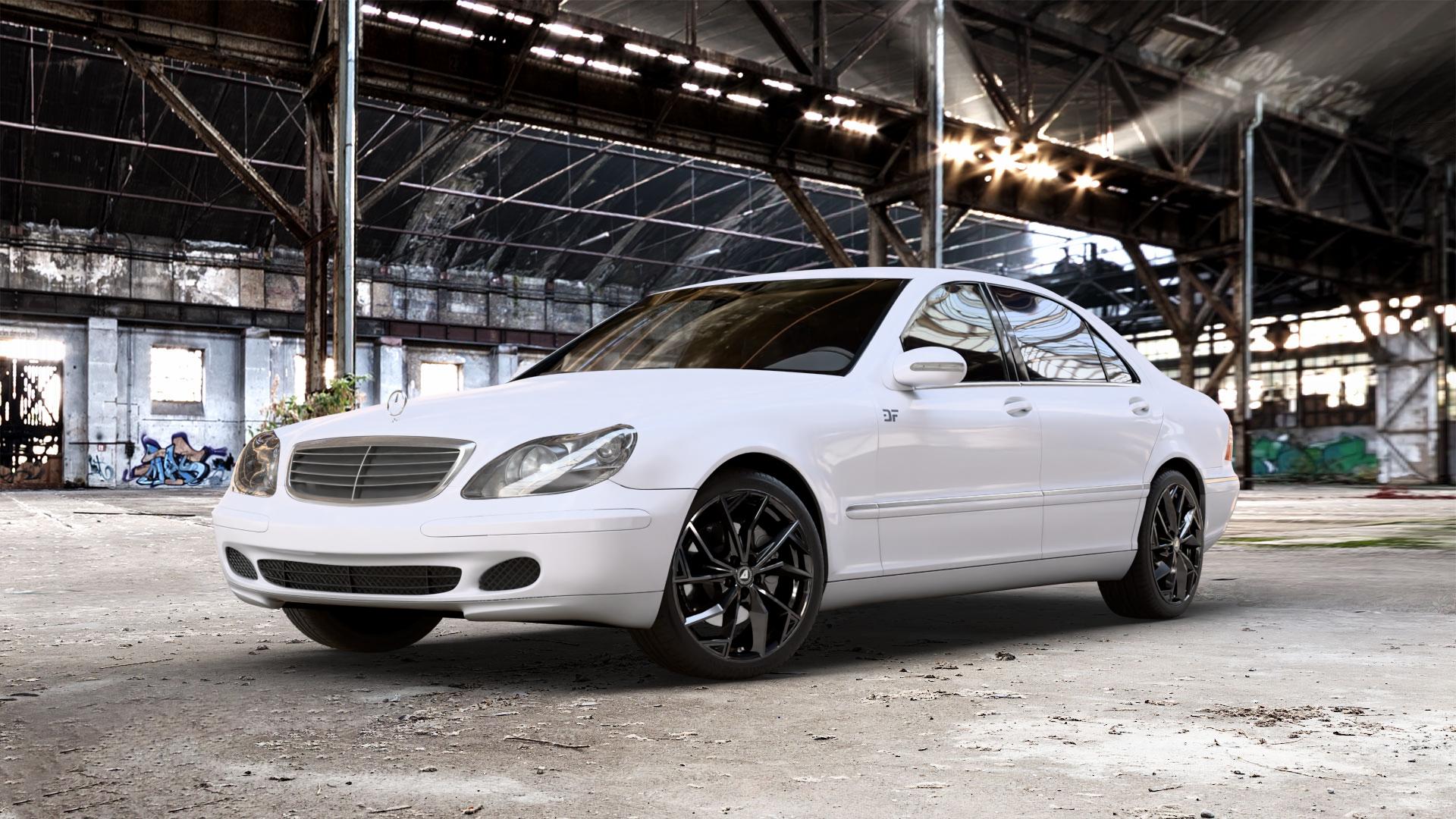 ALUTEC ADX.02 diamant-schwarz Felge mit Reifen in 19Zoll Winterfelge Alufelge auf weissem Mercedes S-Klasse Typ W220 2,8l S 280 150kW (204 PS) 3,2l 320 165kW (224 4,3l 430 205kW (279 5,0l 500 220kW (299 225kW (306 3,7l 350 180kW (245 CDI 145kW (197 4, ⬇️ mit 15mm Tieferlegung ⬇️ Old Industrial Hall_max_5300mm_2024 Frontansicht_1