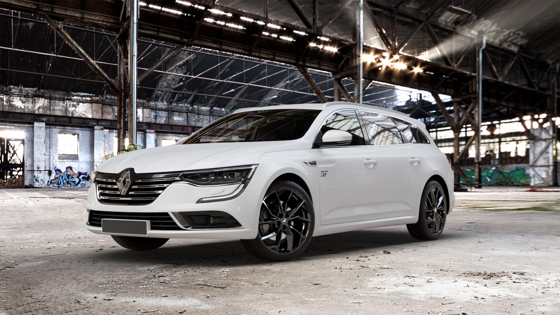 ALUTEC ADX.02 diamant-schwarz Felge mit Reifen in 19Zoll Winterfelge Alufelge auf weissem Renault Talisman Grandtour Typ RFD ⬇️ mit 15mm Tieferlegung ⬇️ Old Industrial Hall_max_5300mm_2024 Frontansicht_1