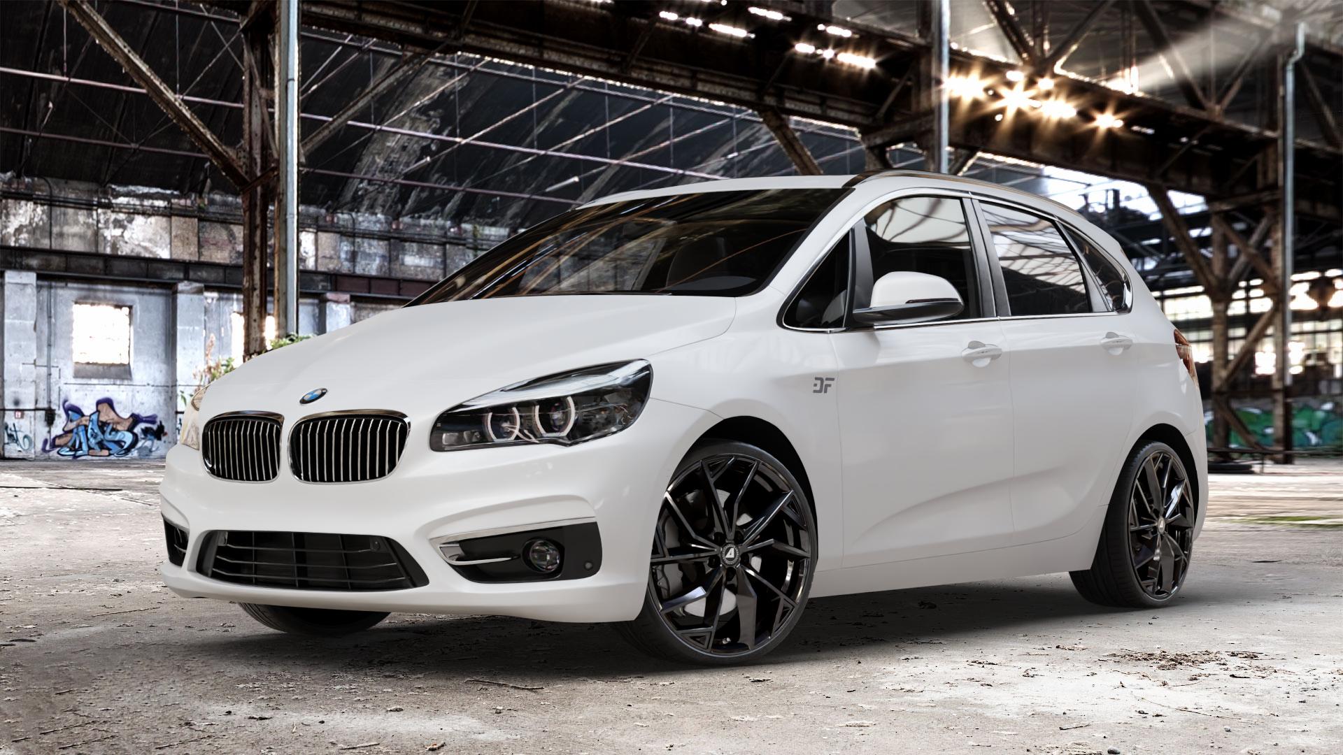 ALUTEC ADX.02 diamant-schwarz Felge mit Reifen in 20Zoll Winterfelge Alufelge auf weissem BMW 2er F45 Active Tourer (UKL-L) (F2AT) Facelift ⬇️ mit 15mm Tieferlegung ⬇️ Old Industrial Hall_max_4400mm_2024 Frontansicht_1