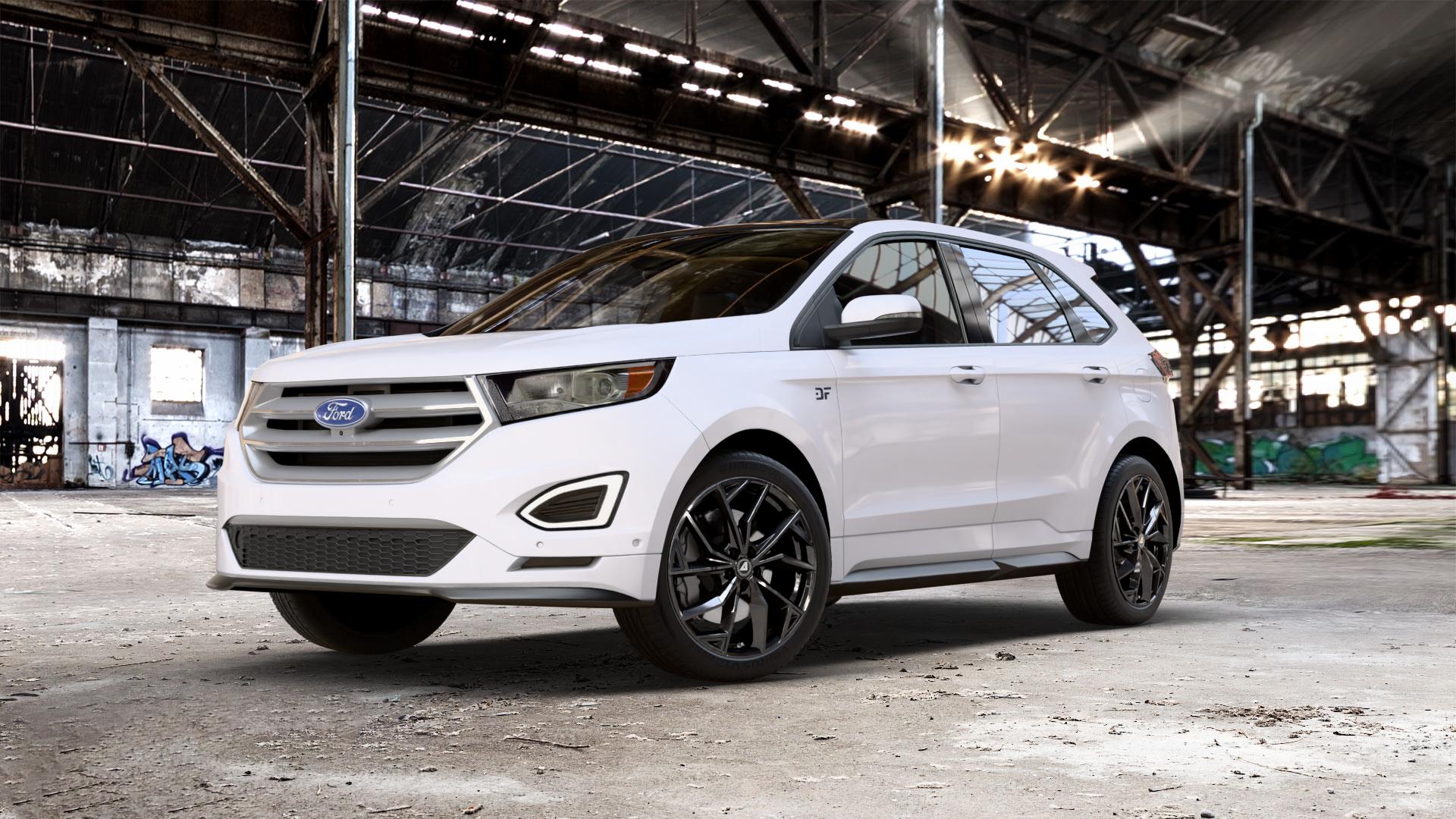 ALUTEC ADX.02 diamant-schwarz Felge mit Reifen in 20Zoll Winterfelge Alufelge auf weissem Ford Edge Typ SBF 2,0l TDCi AWD 132kW (179 PS) 155kW (211 ⬇️ mit 15mm Tieferlegung ⬇️ Old Industrial Hall_max_5300mm_2024 Frontansicht_1