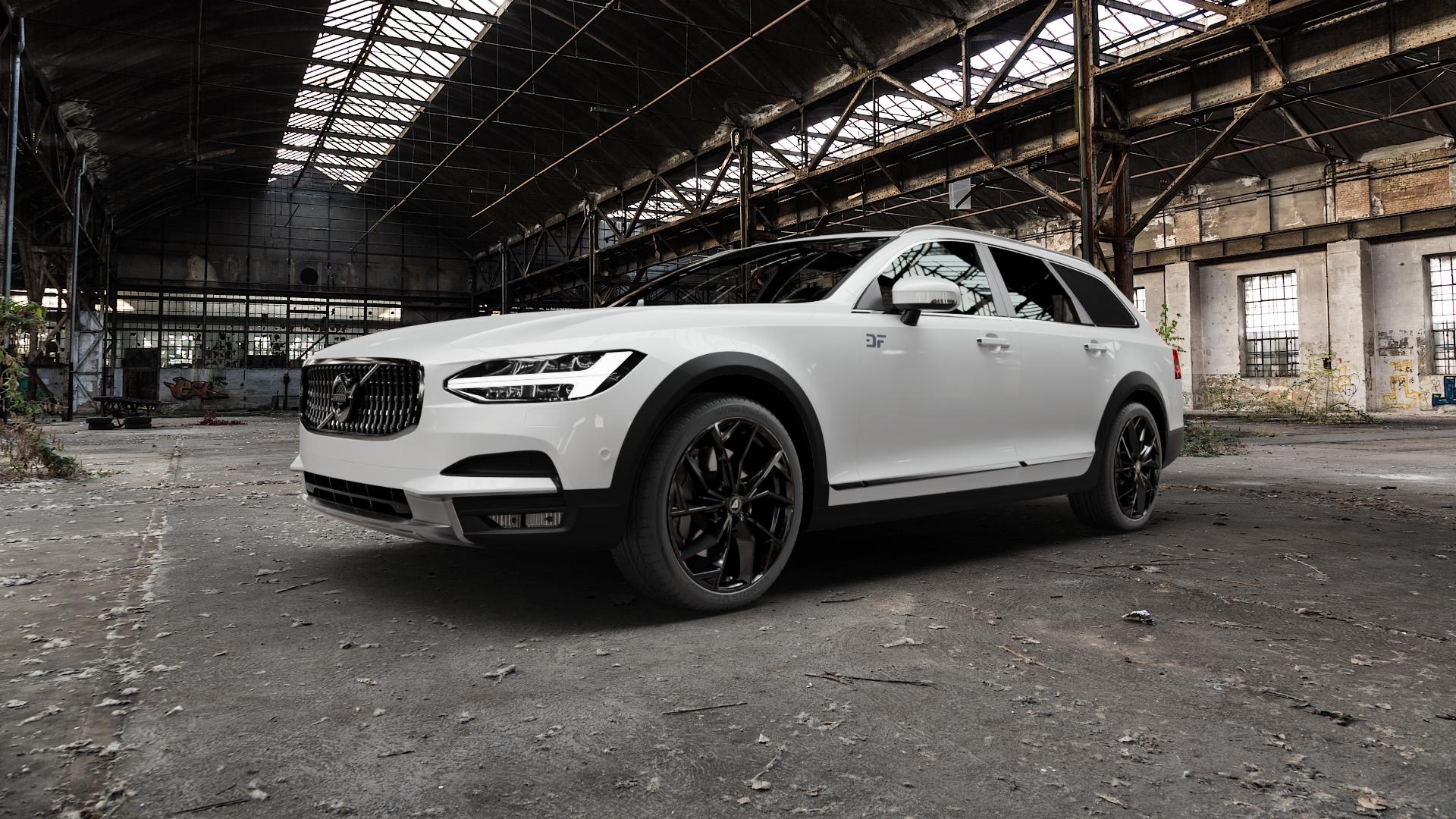 ALUTEC ADX.02 diamant-schwarz Felge mit Reifen in 20Zoll Winterfelge Alufelge auf weissem Volvo V90 II Cross Country Typ P ⬇️ mit 15mm Tieferlegung ⬇️ Old Industrial Hall_max5000mm_2022 Frontansicht_1