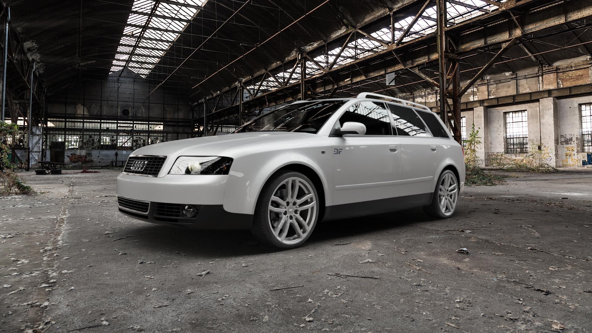 ALUTEC DriveX metal-grey Felge mit Reifen grau in 19Zoll Winterfelge Alufelge auf silbernem Audi A4 Typ 8E5/B6 (Avant) ⬇️ mit 15mm Tieferlegung ⬇️ Old Industrial Hall_max5000mm_2022 Frontansicht_1