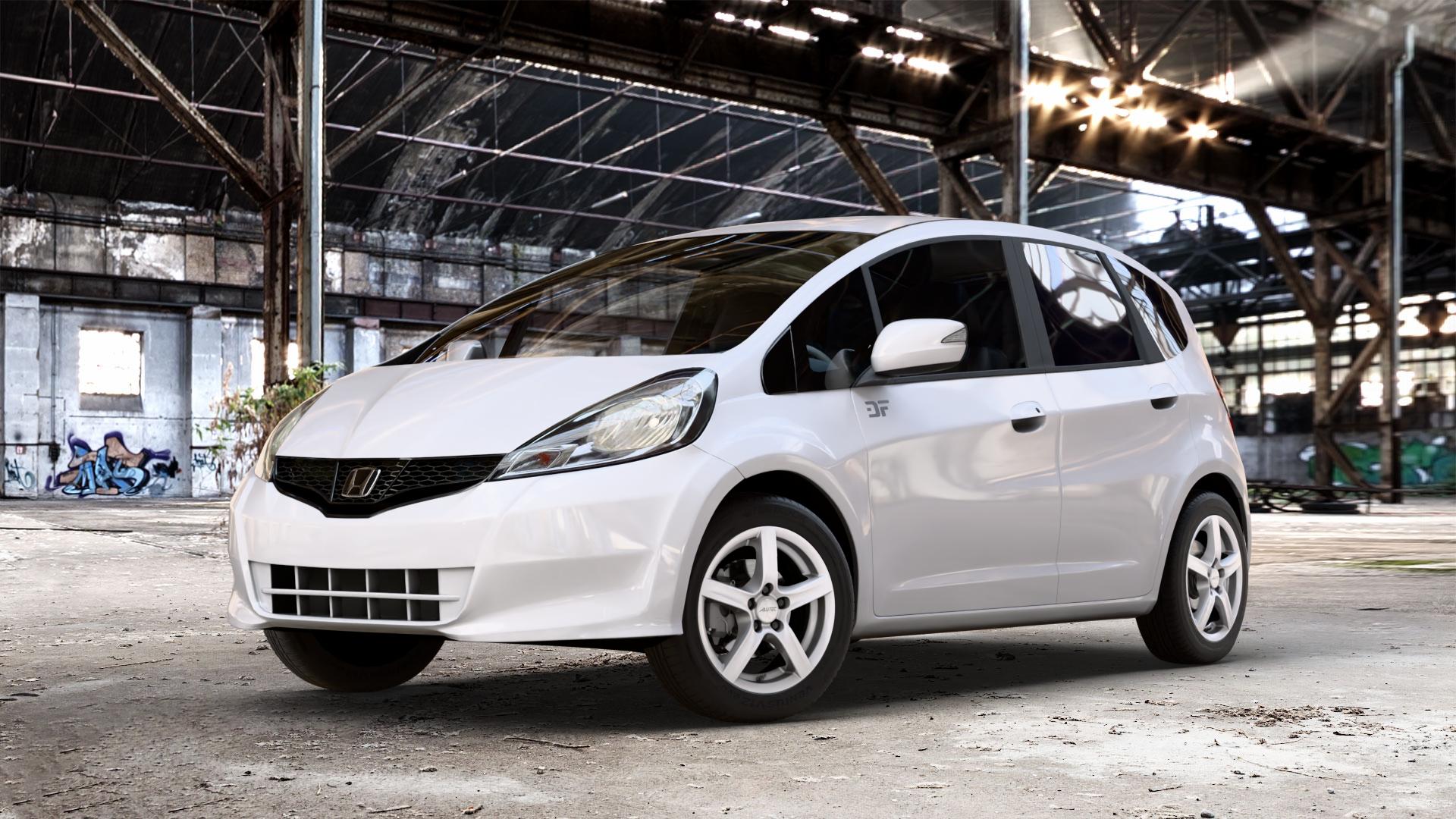 ALUTEC Grip polar-silber Felge mit Reifen in 15Zoll Winterfelge Alufelge auf weissem Honda Jazz III Facelift (GG, GE) 1,4l i-VTEC 73kW GG6 (99 PS) GE6 GG3 1,2l 66kW GG1 (90 GG5 GG2 1,3l IMA Hybrid 65kW GP1 (88 ⬇️ mit 15mm Tieferlegung ⬇️ Old Industrial Hall_max_4400mm_2024 Frontansicht_1