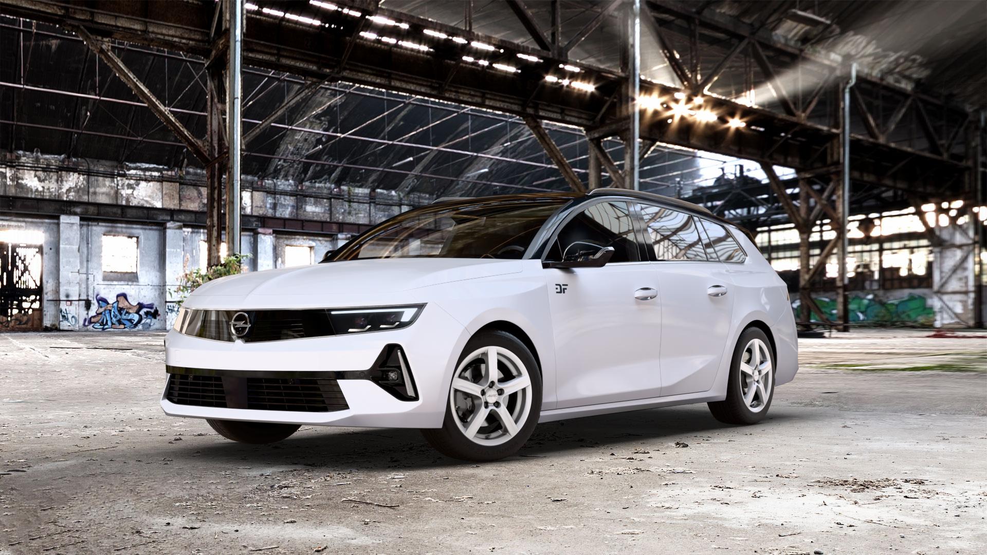 ALUTEC Grip polar-silber Felge mit Reifen in 16Zoll Winterfelge Alufelge auf weissem Opel Astra L Sports Tourer Typ F Facelift ⬇️ mit 15mm Tieferlegung ⬇️ Old Industrial Hall_max_5300mm_2024 Frontansicht_1